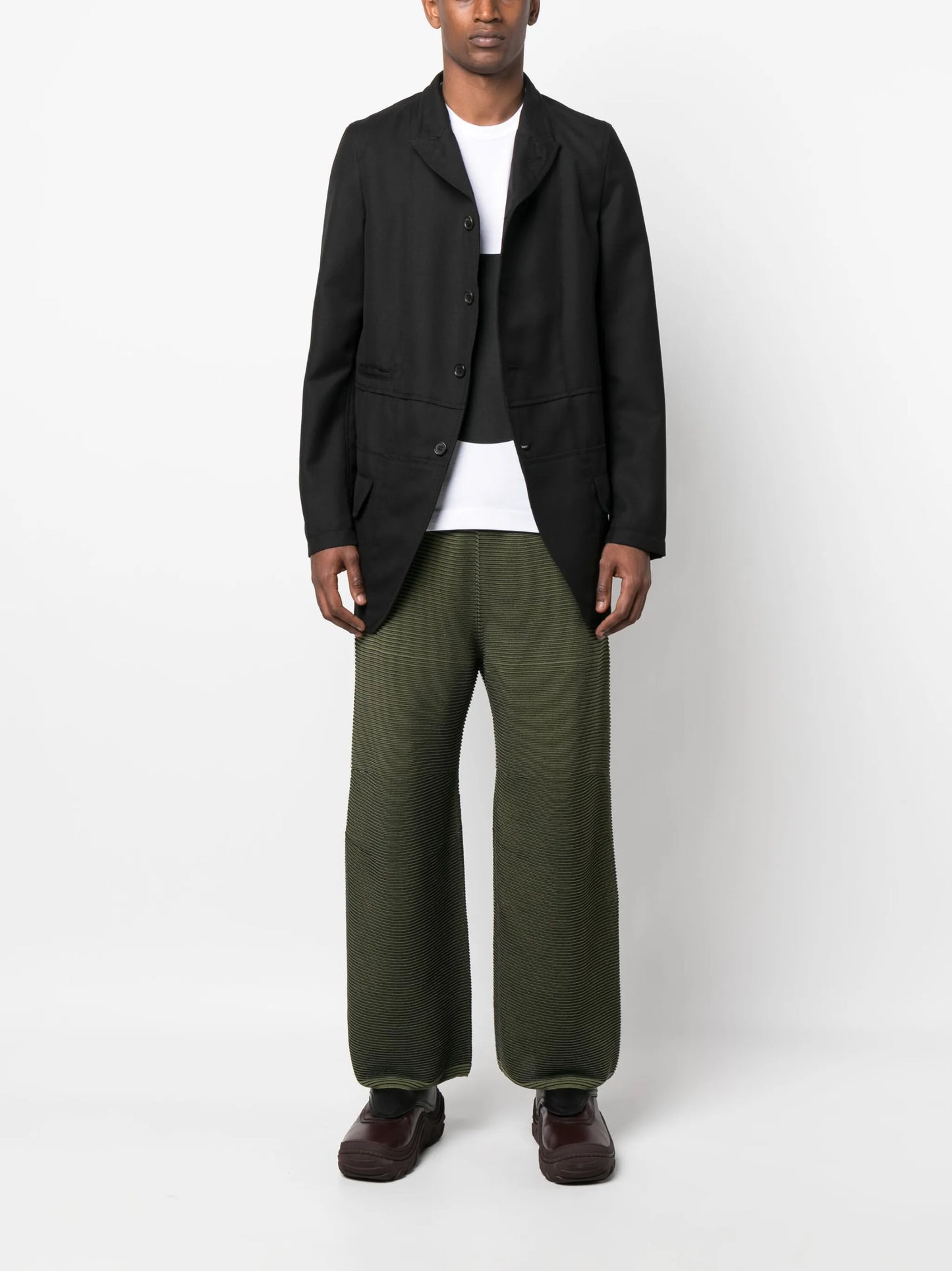 button-fastening wool shirt jacket