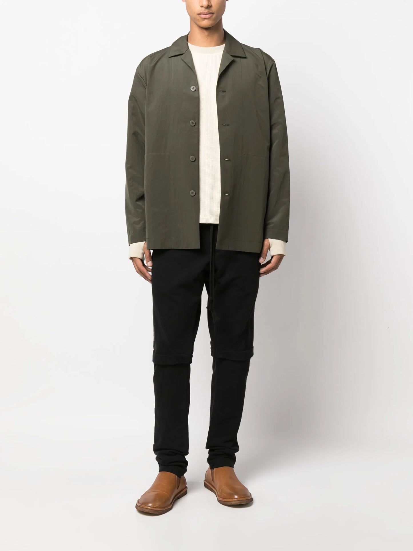 fleece drawstring-waist cotton trousers