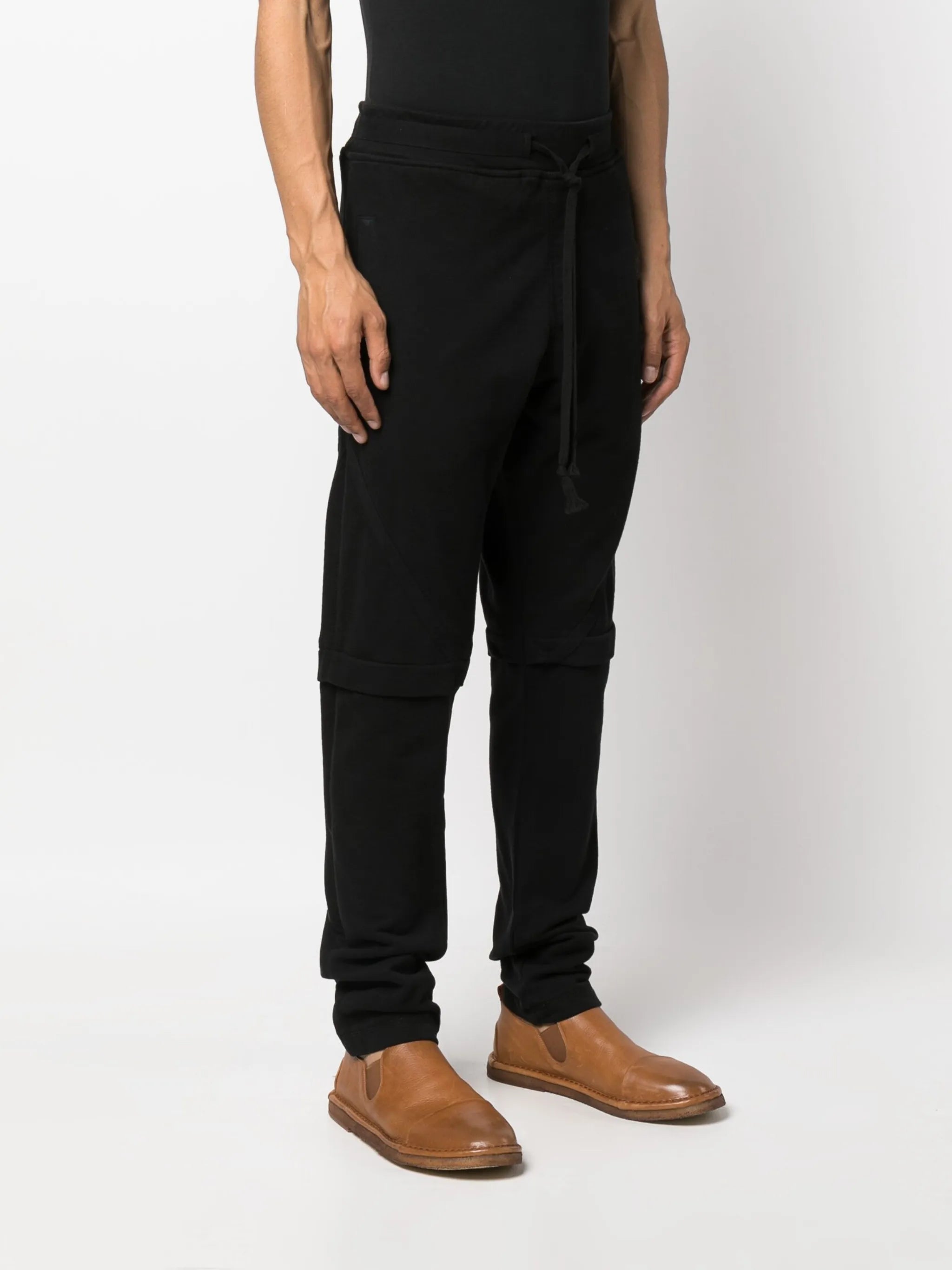 fleece drawstring-waist cotton trousers
