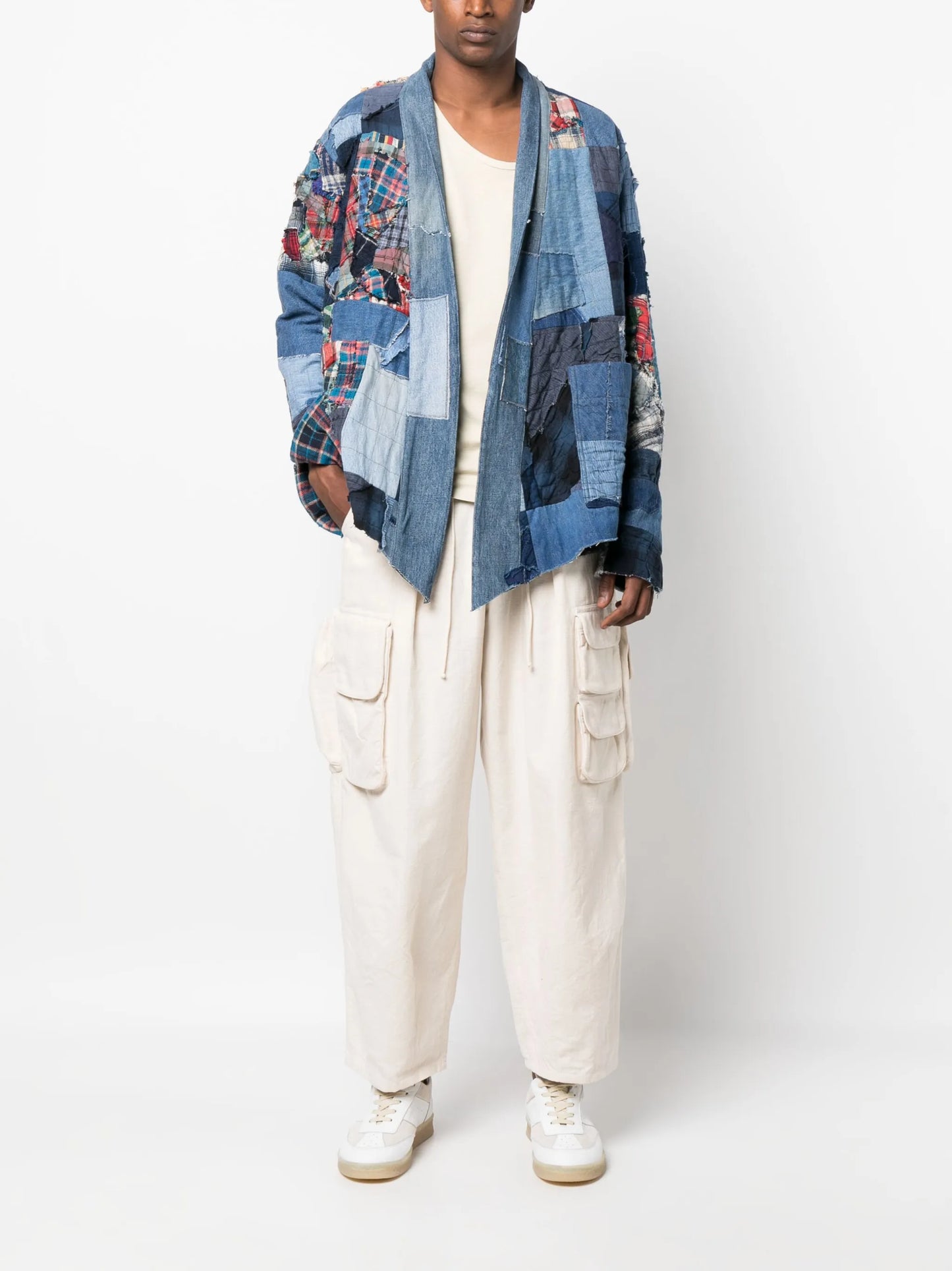 patchwork-design denim jacket