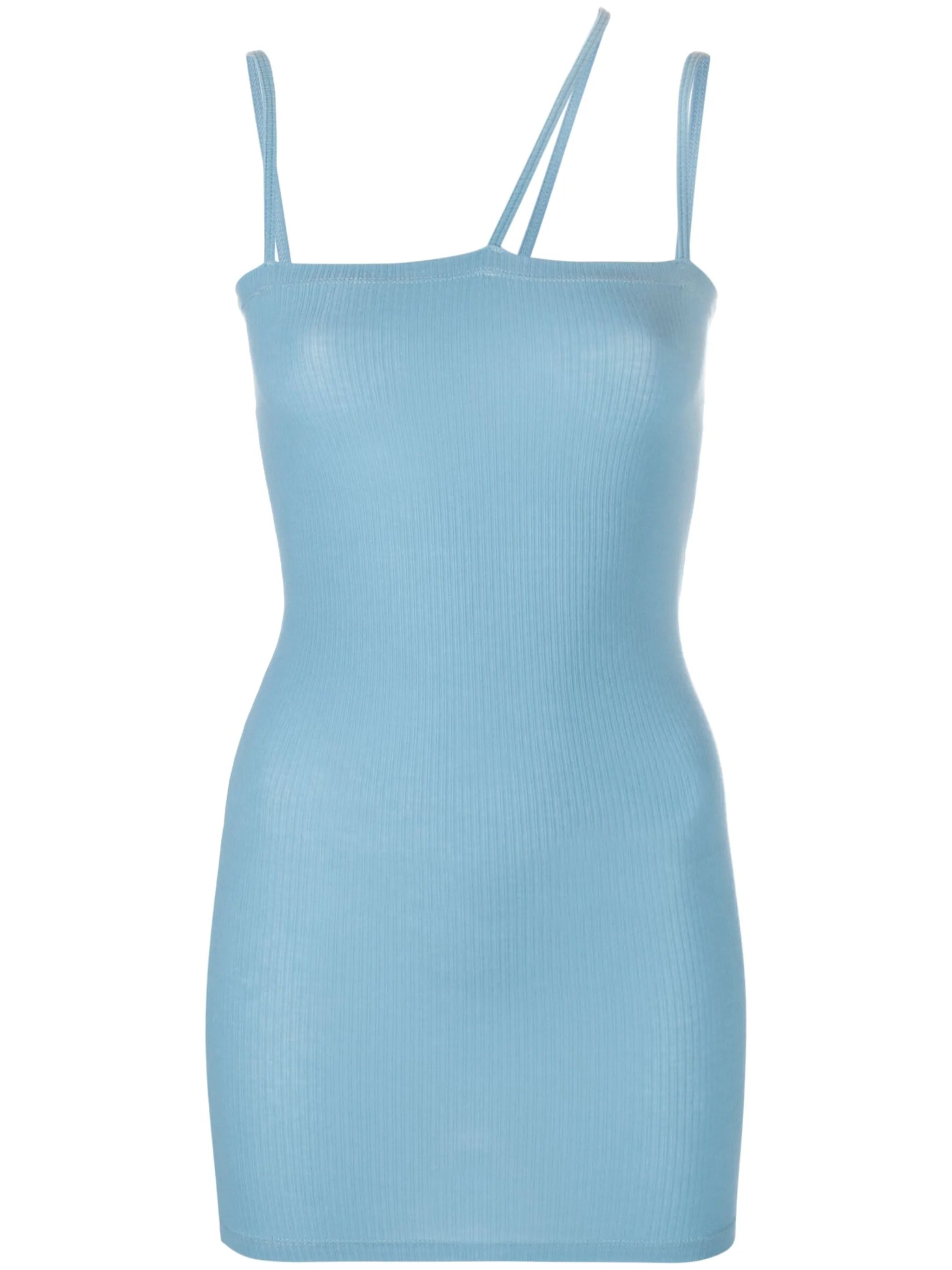 ribbed-knit square-neck tank top