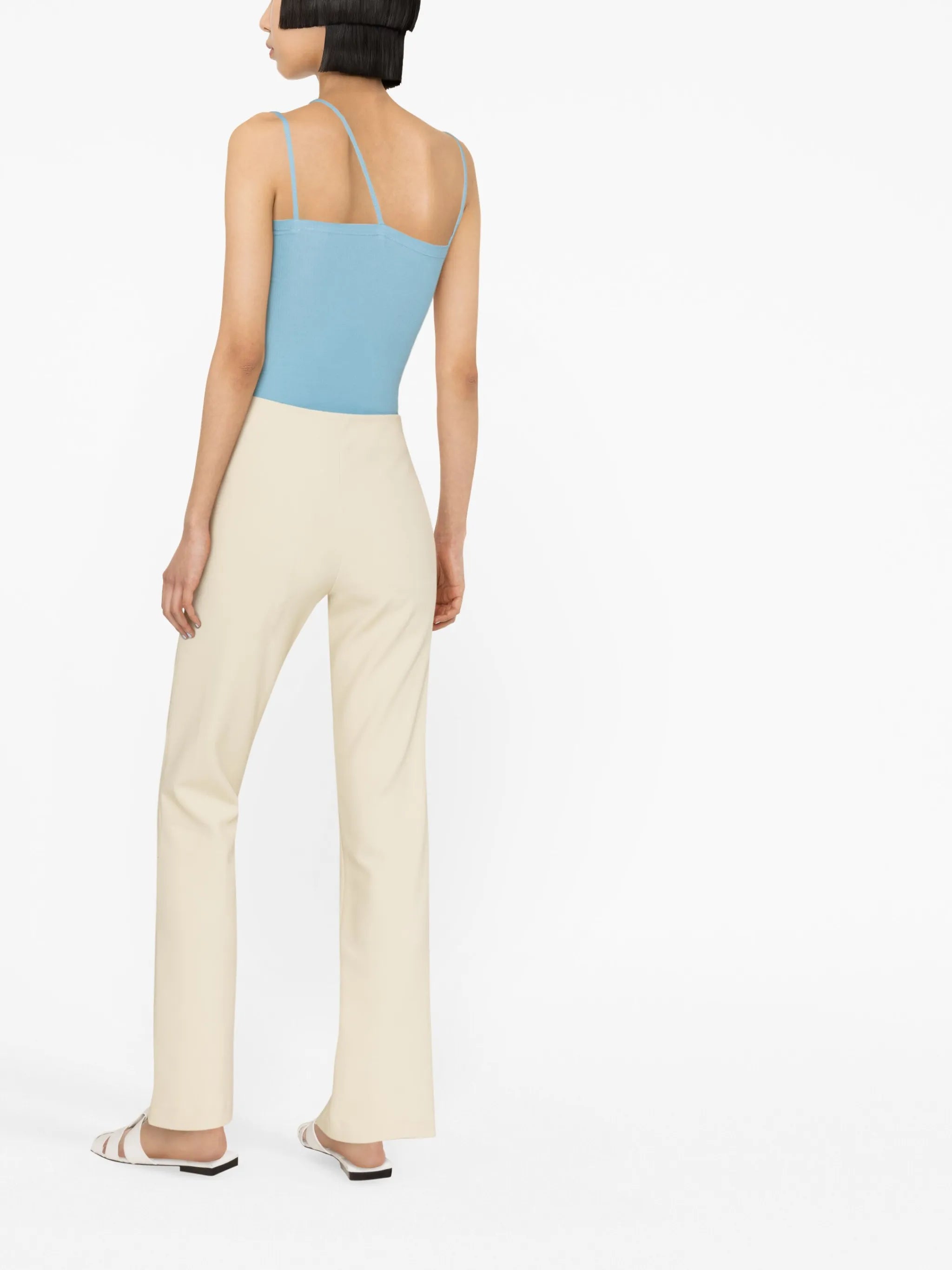 ribbed-knit square-neck tank top