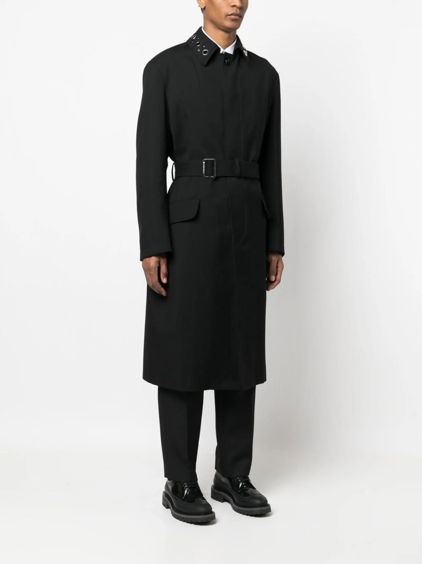 eyelet-embellished rain coat