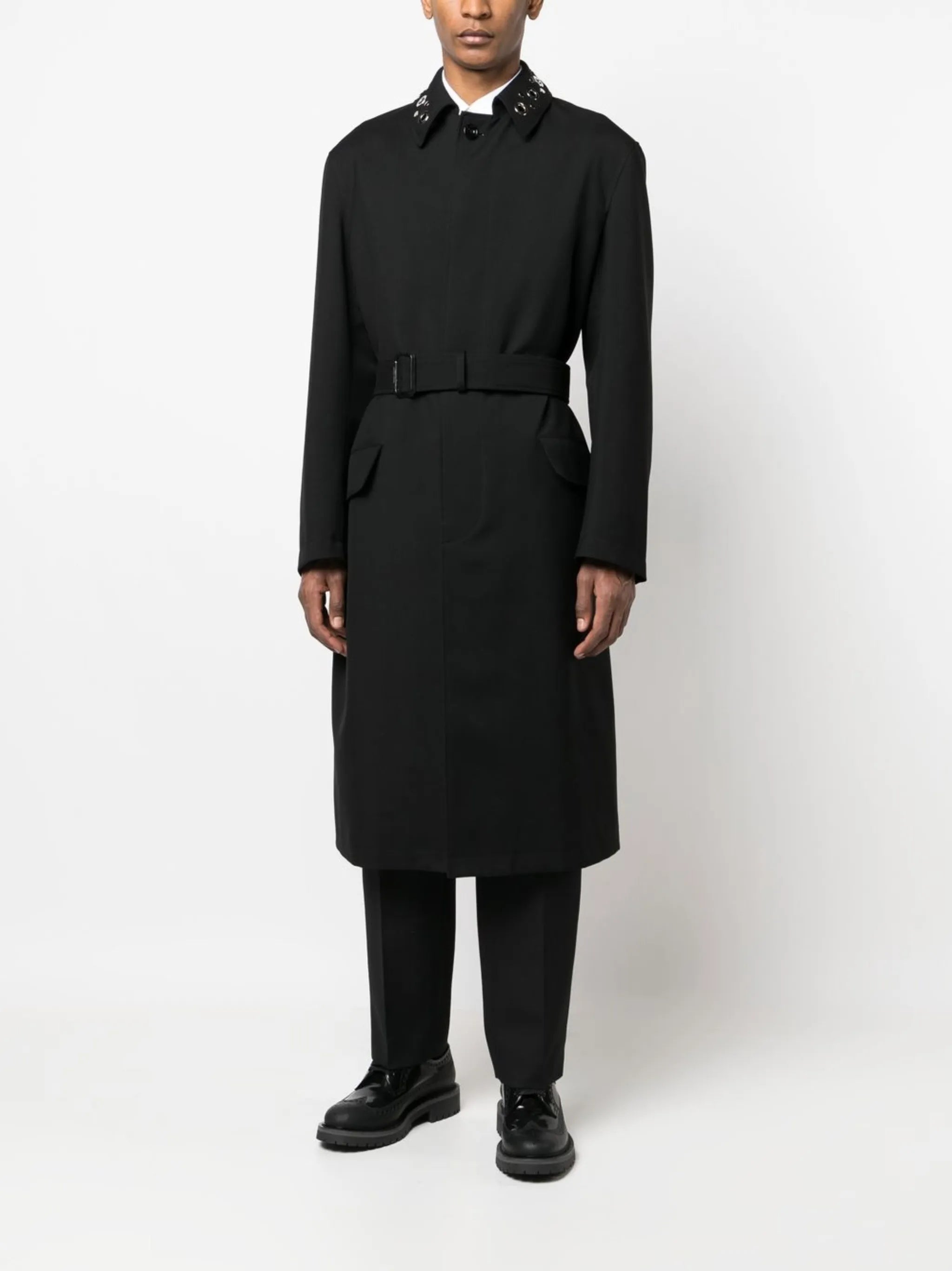 eyelet-embellished rain coat