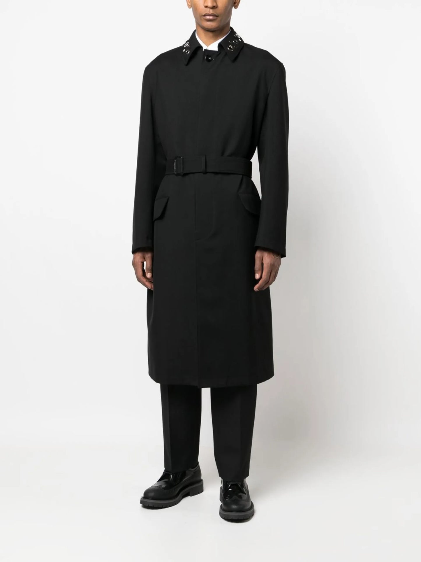 eyelet-embellished rain coat