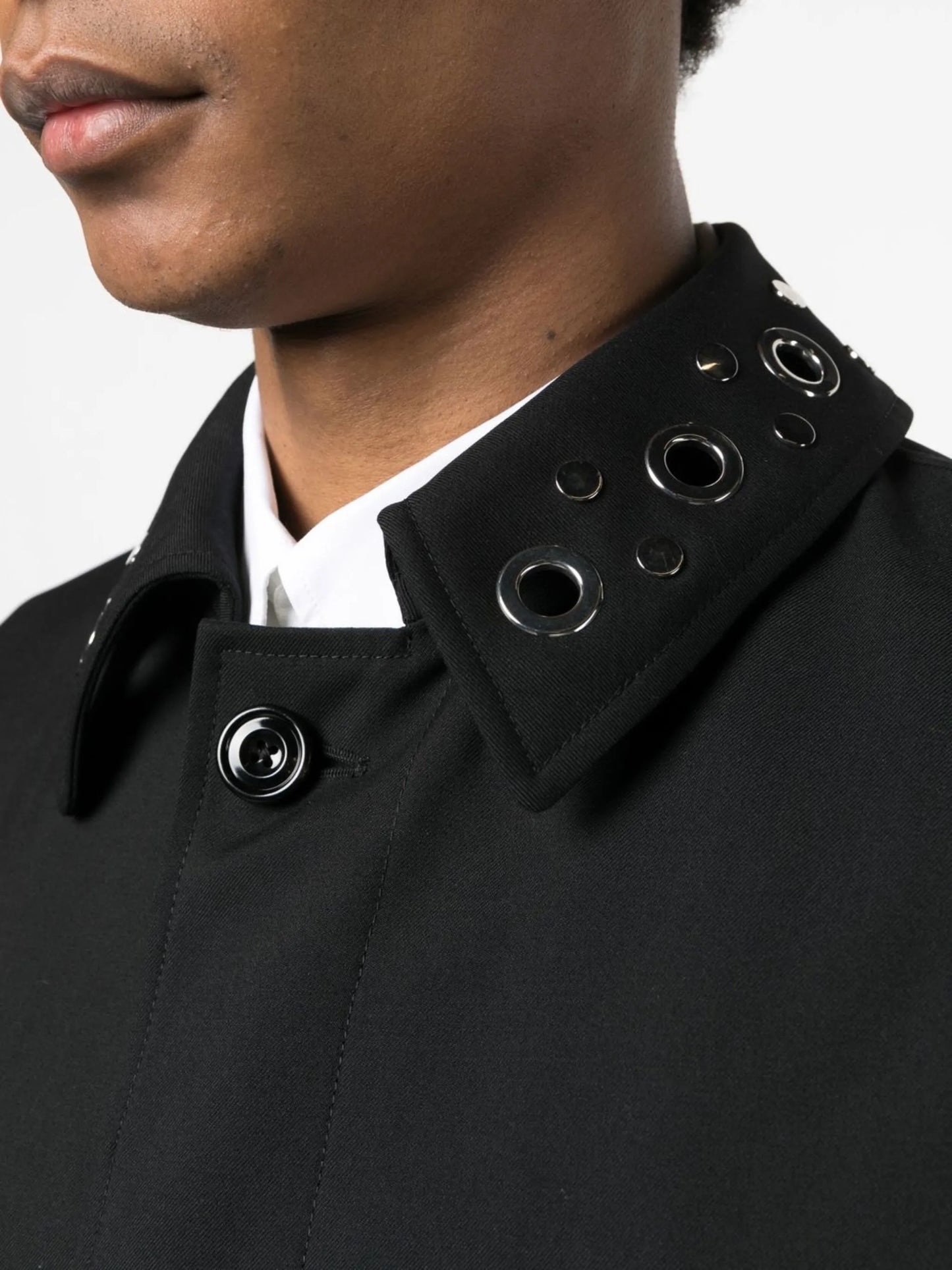 eyelet-embellished rain coat