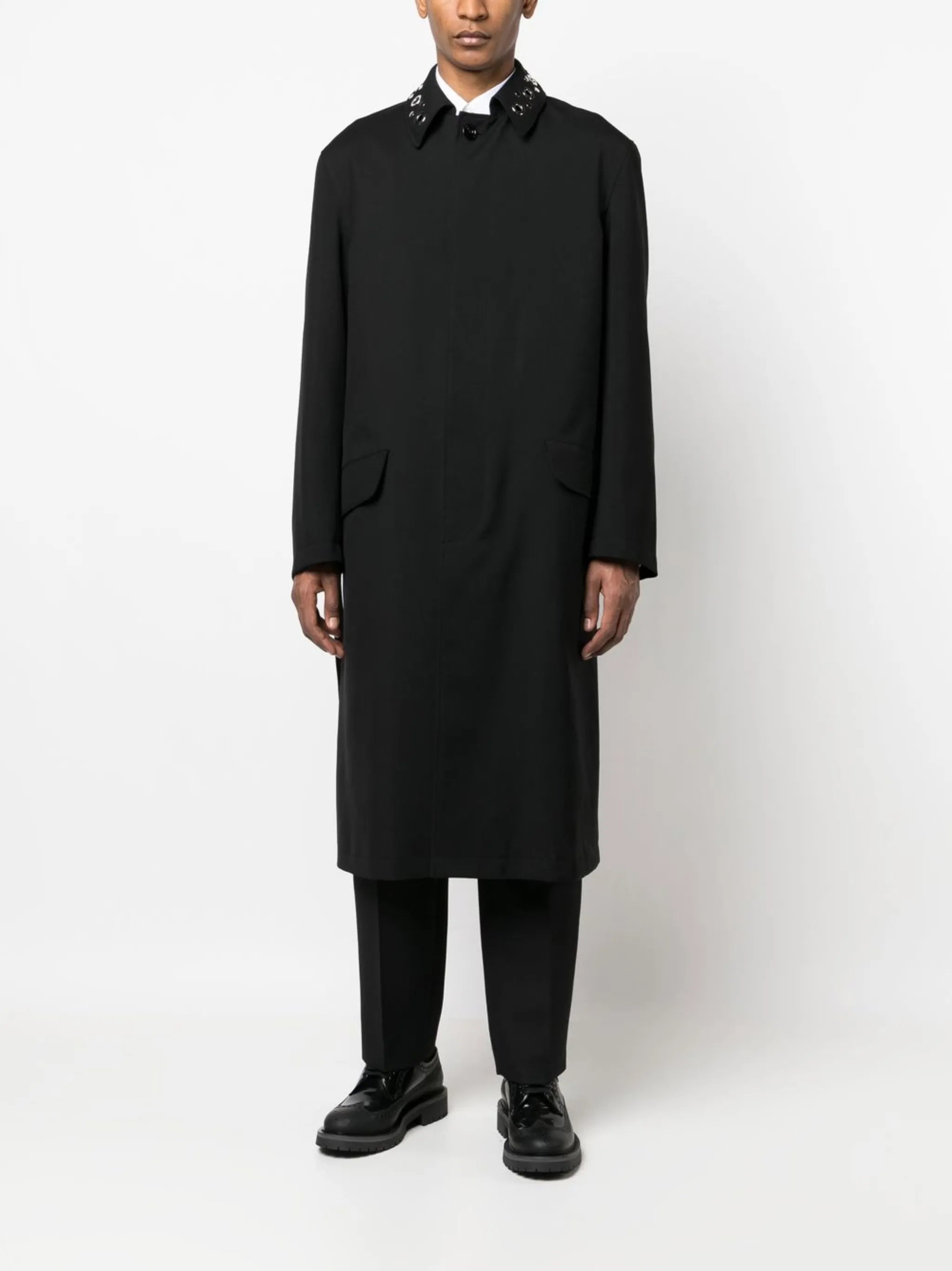 eyelet-embellished rain coat
