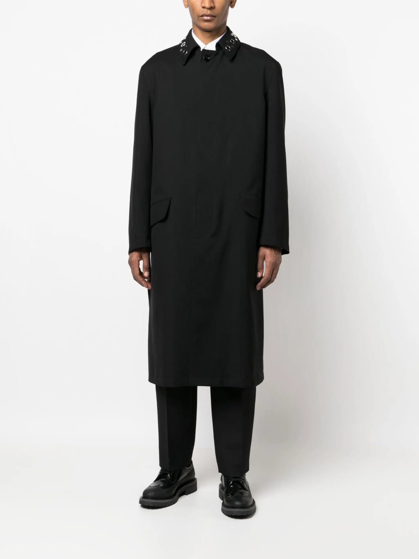 eyelet-embellished rain coat