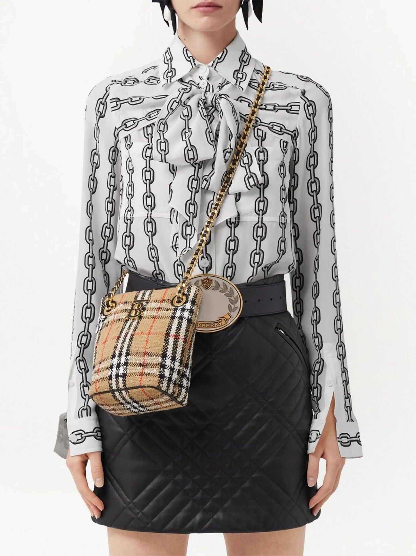 Vintage Check bouclé mini Lola bucket bag