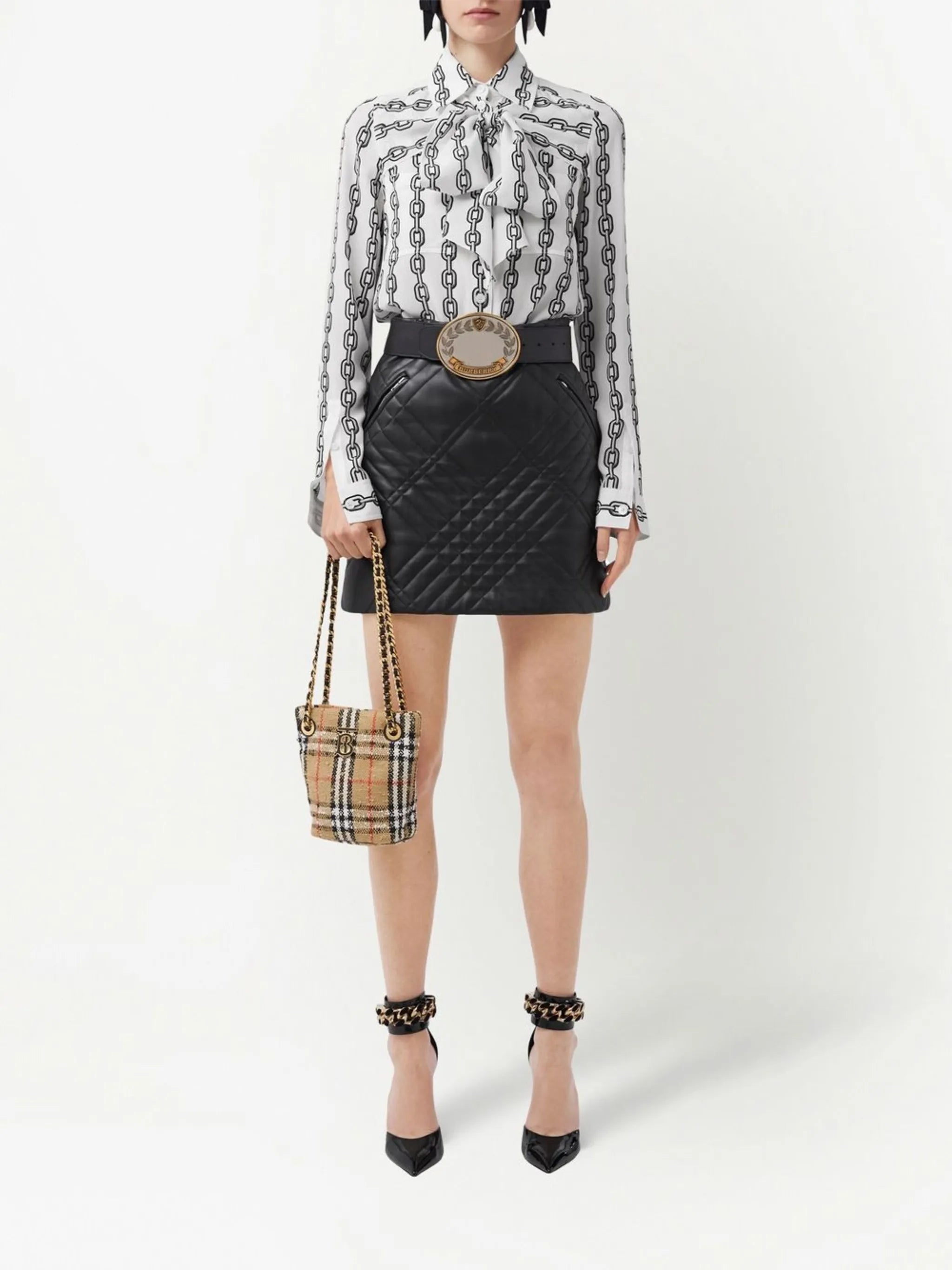 Vintage Check bouclé mini Lola bucket bag