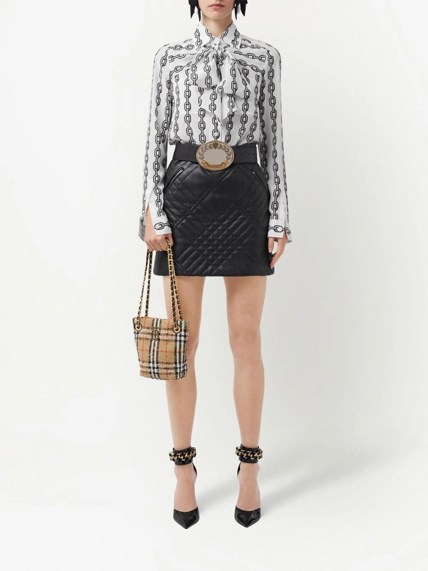 Vintage Check bouclé mini Lola bucket bag
