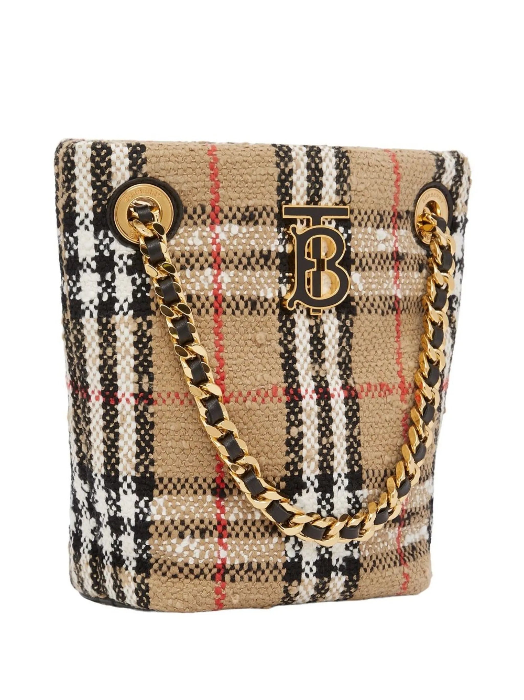 Vintage Check bouclé mini Lola bucket bag