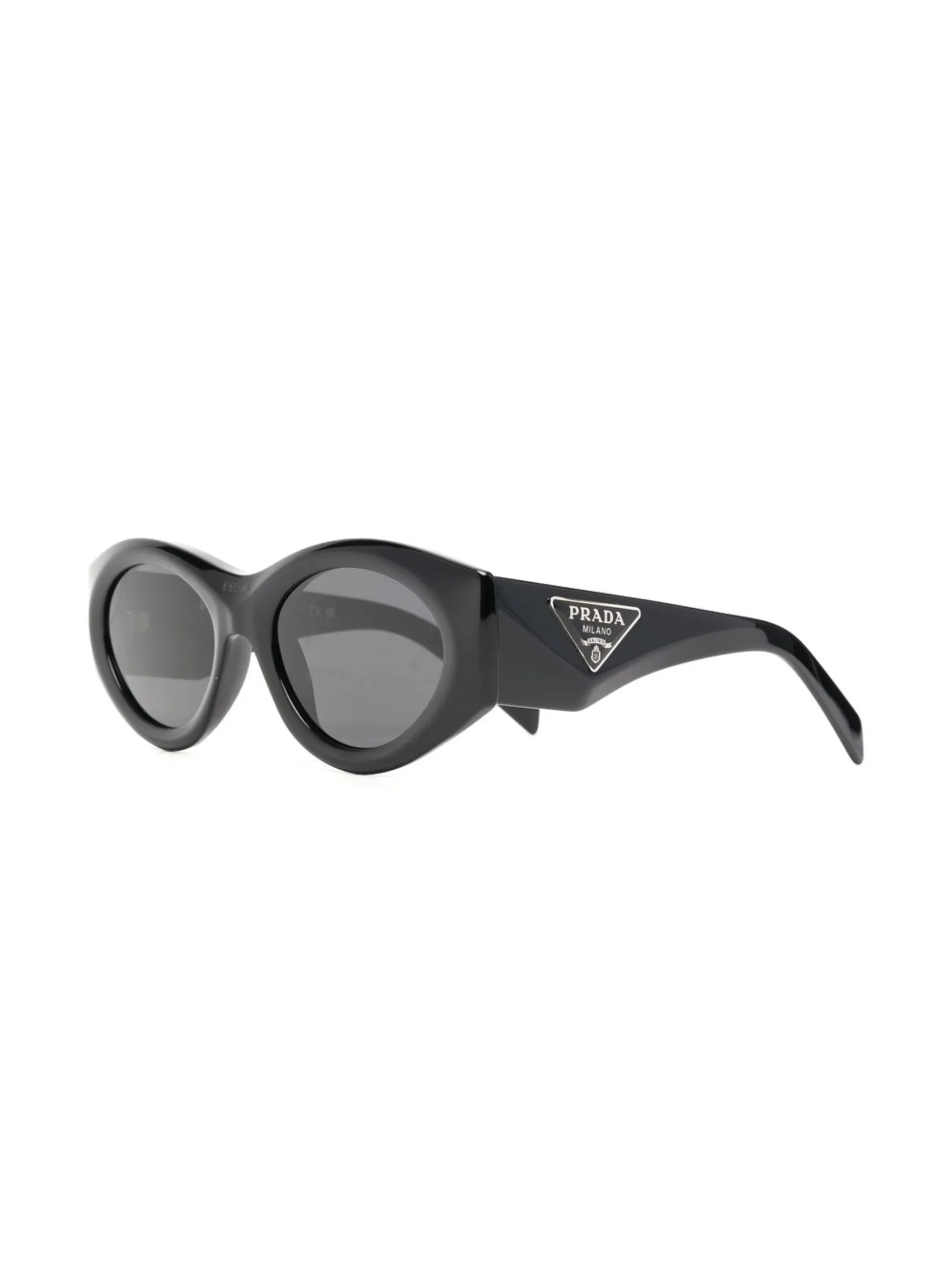 triangle-logo oval-frame sunglasses