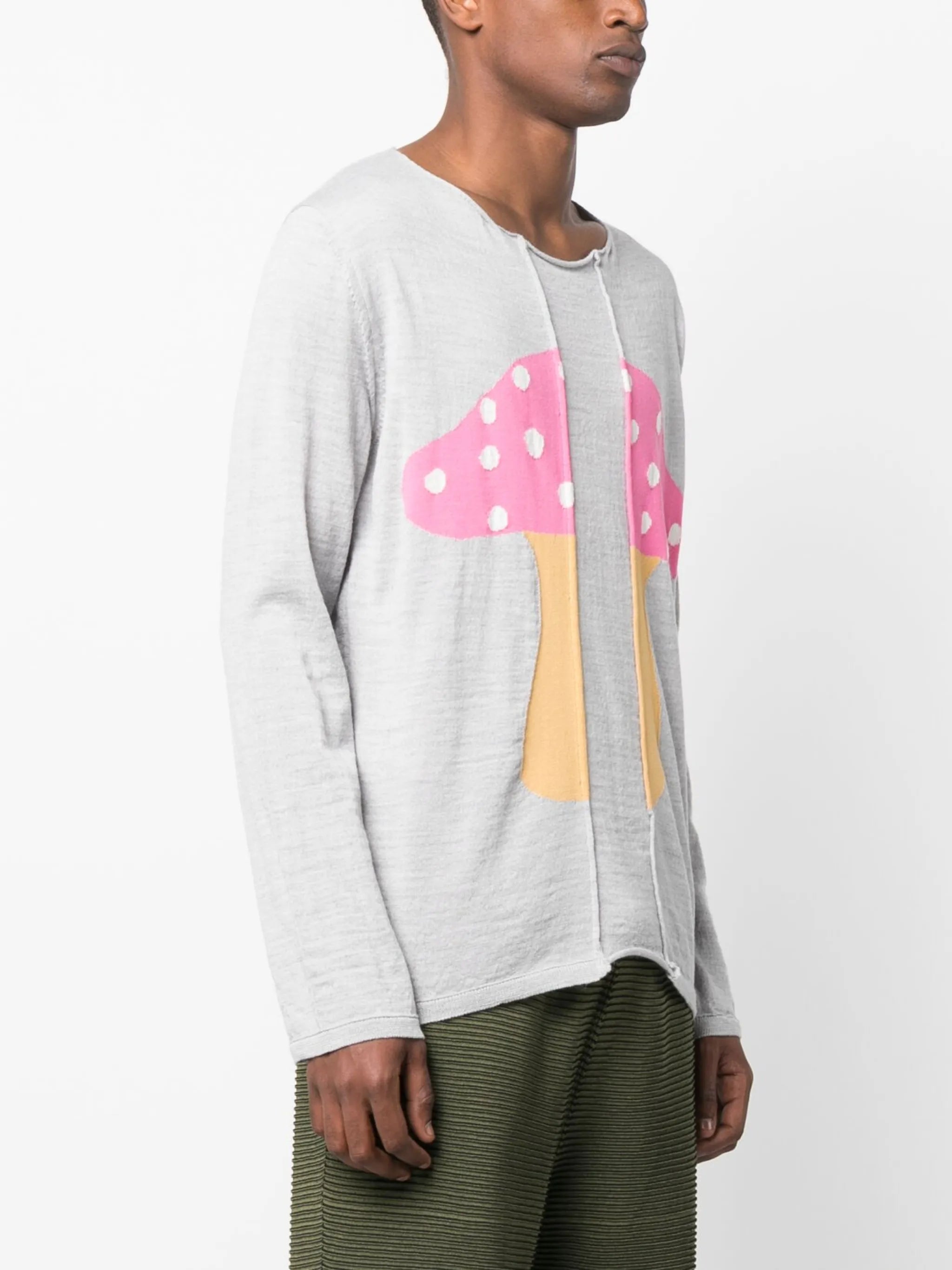 melange-effect mushroom-print jumper
