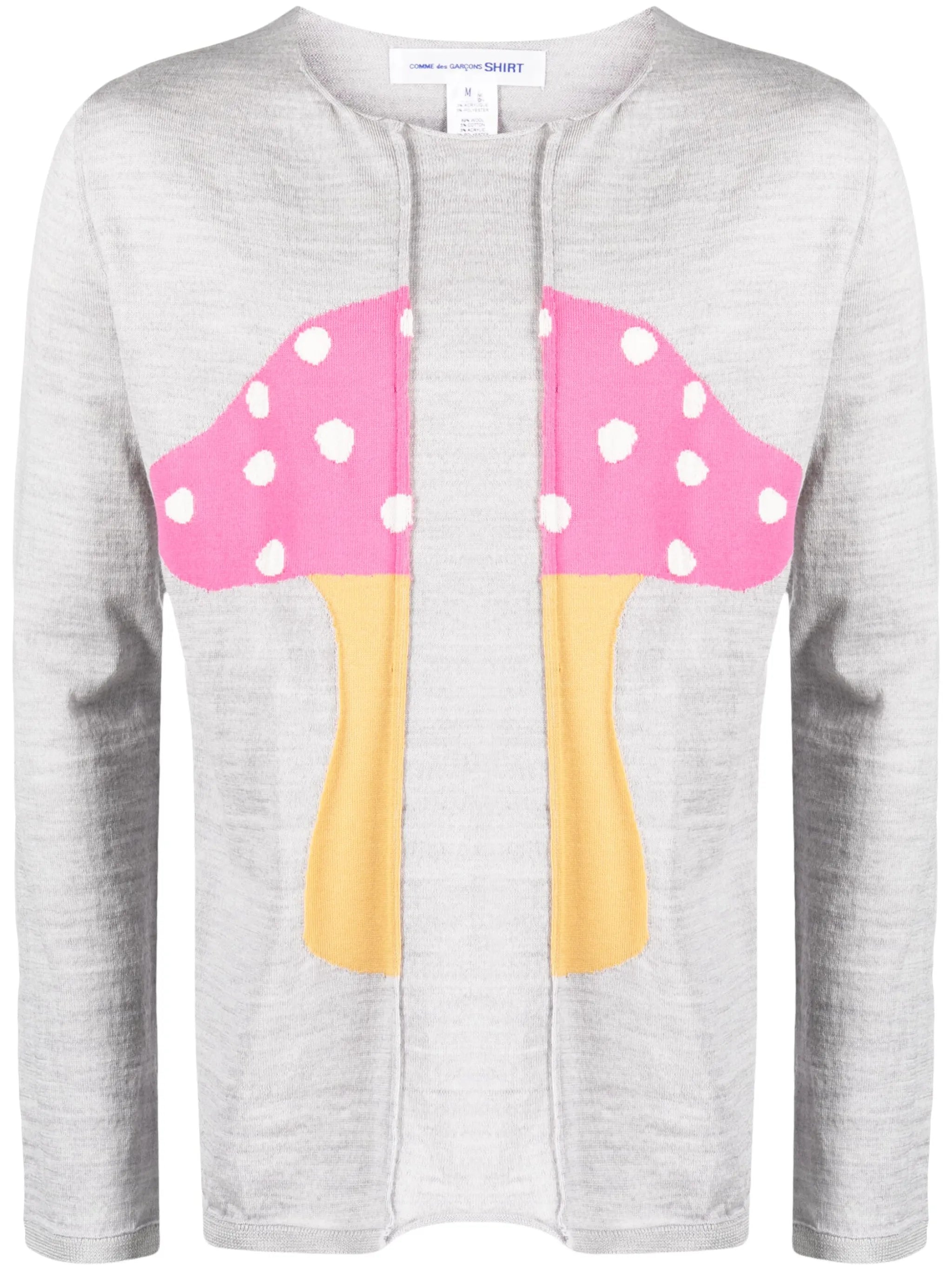 melange-effect mushroom-print jumper