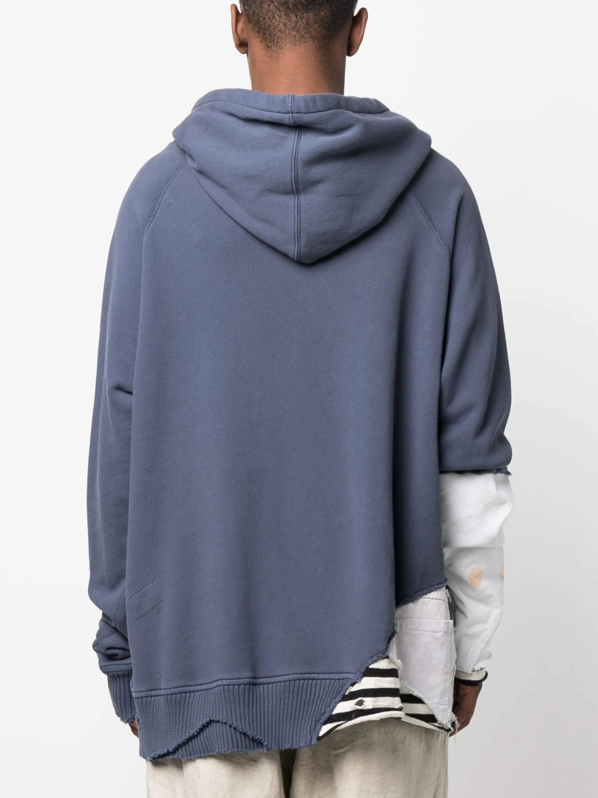 distressed-finish panelled hoodie