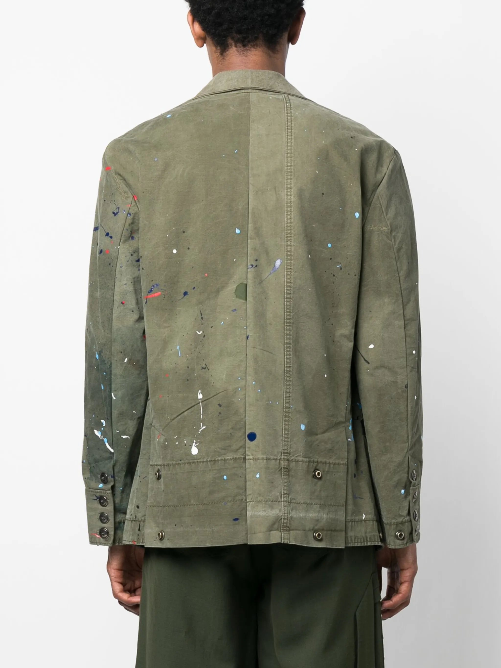 paint-splatter double-breasted blazer