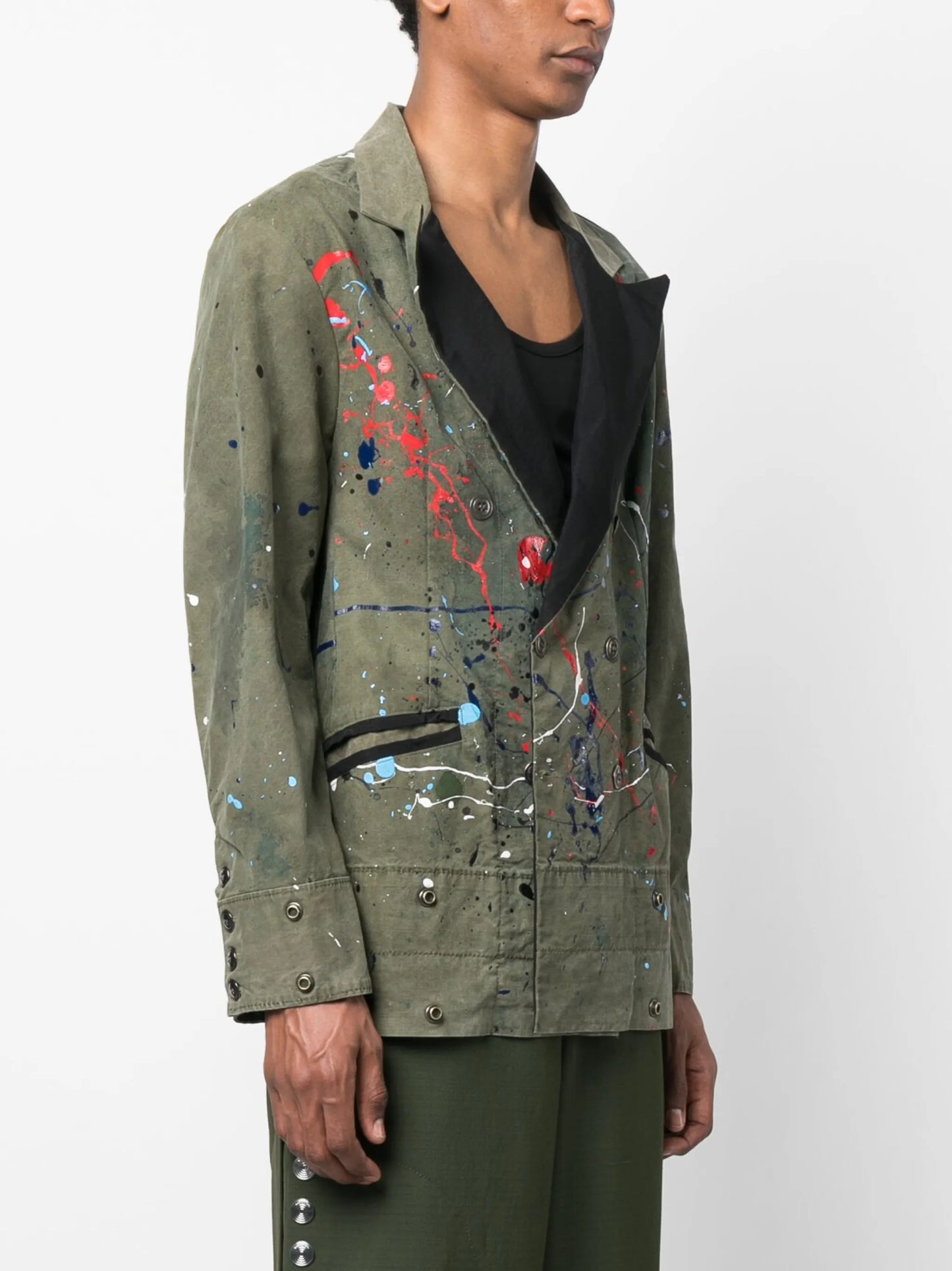 paint-splatter double-breasted blazer