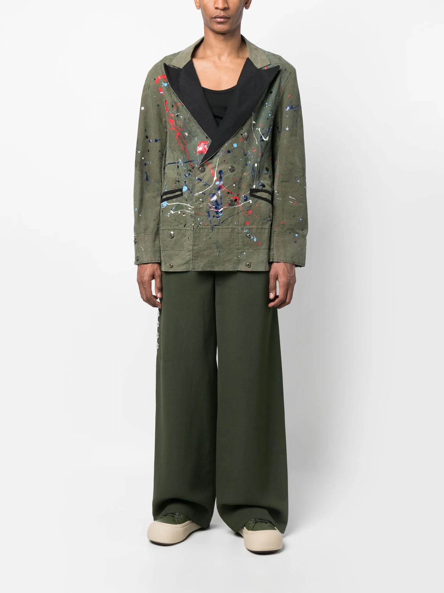 paint-splatter double-breasted blazer