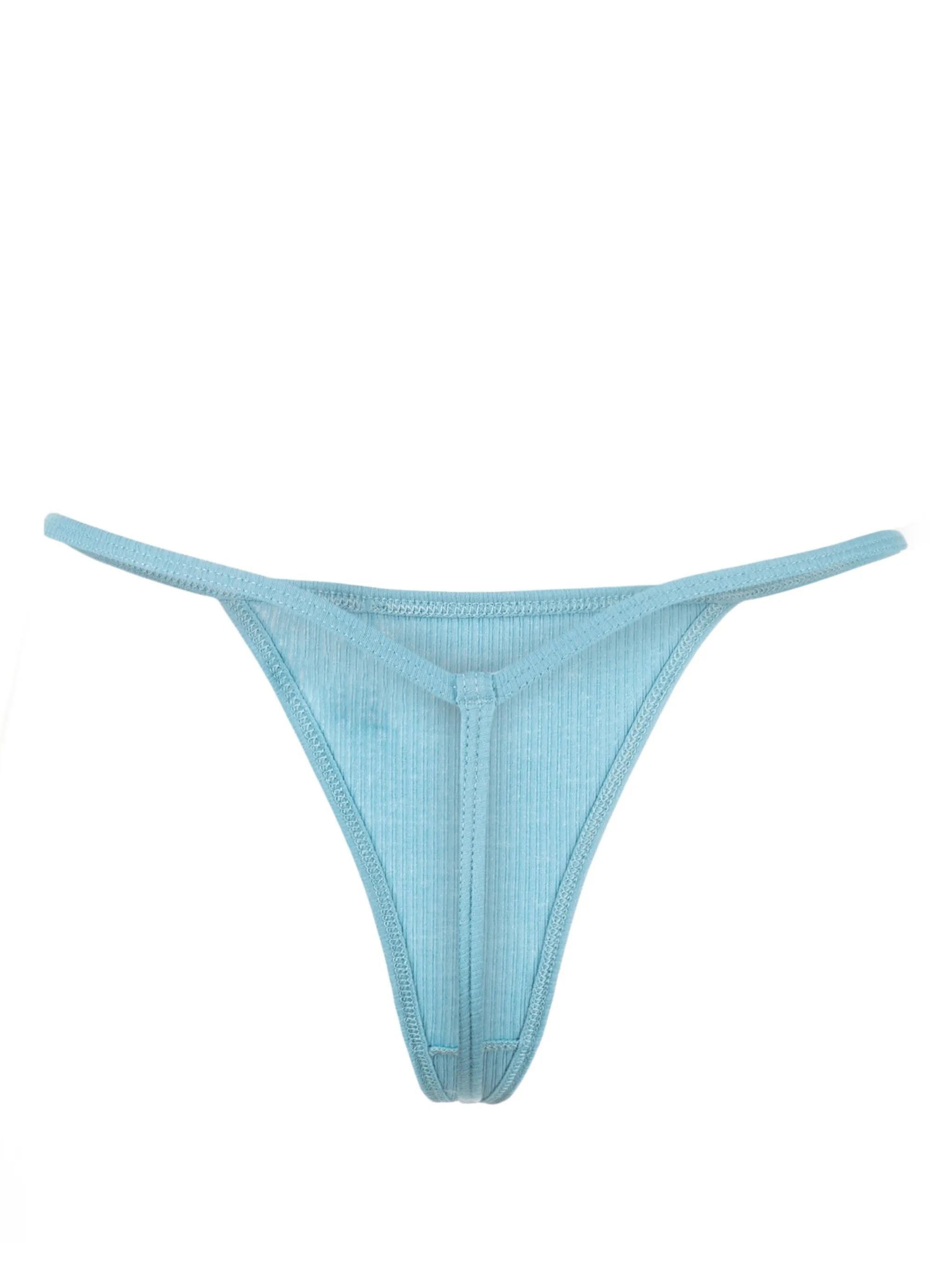 ribbed-knit organic cotton thong