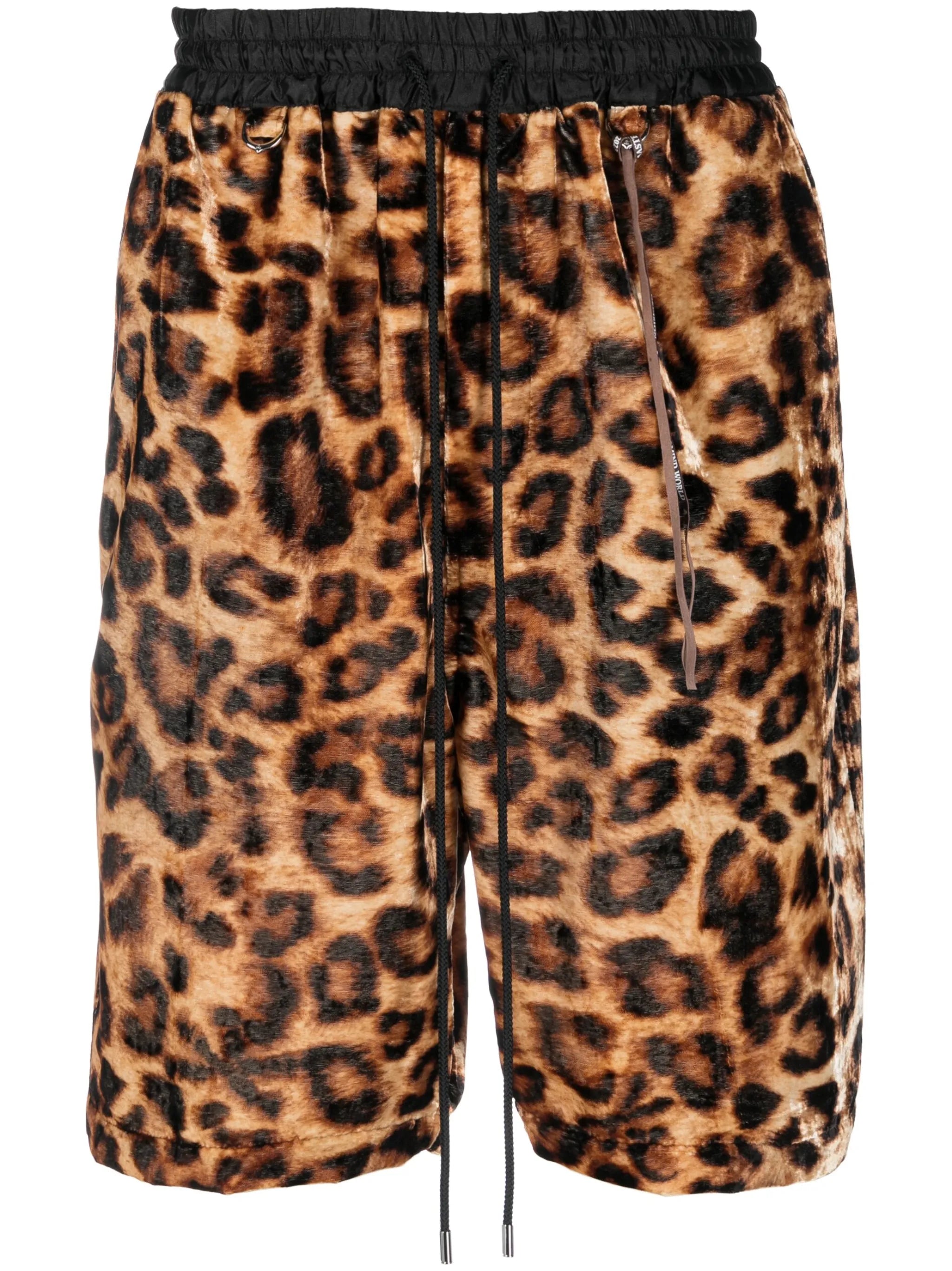 leopard-print drawstring-waist shorts