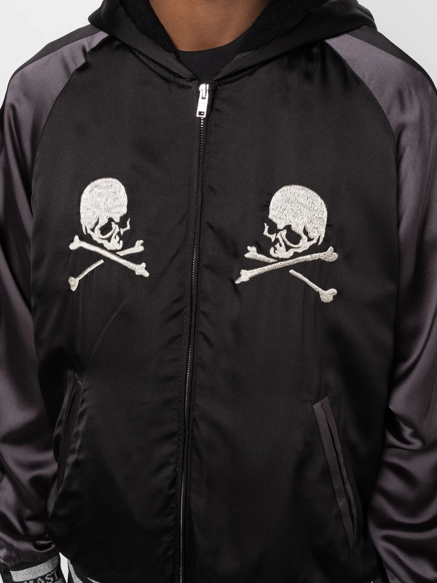 skull-embroidered bomber jacket