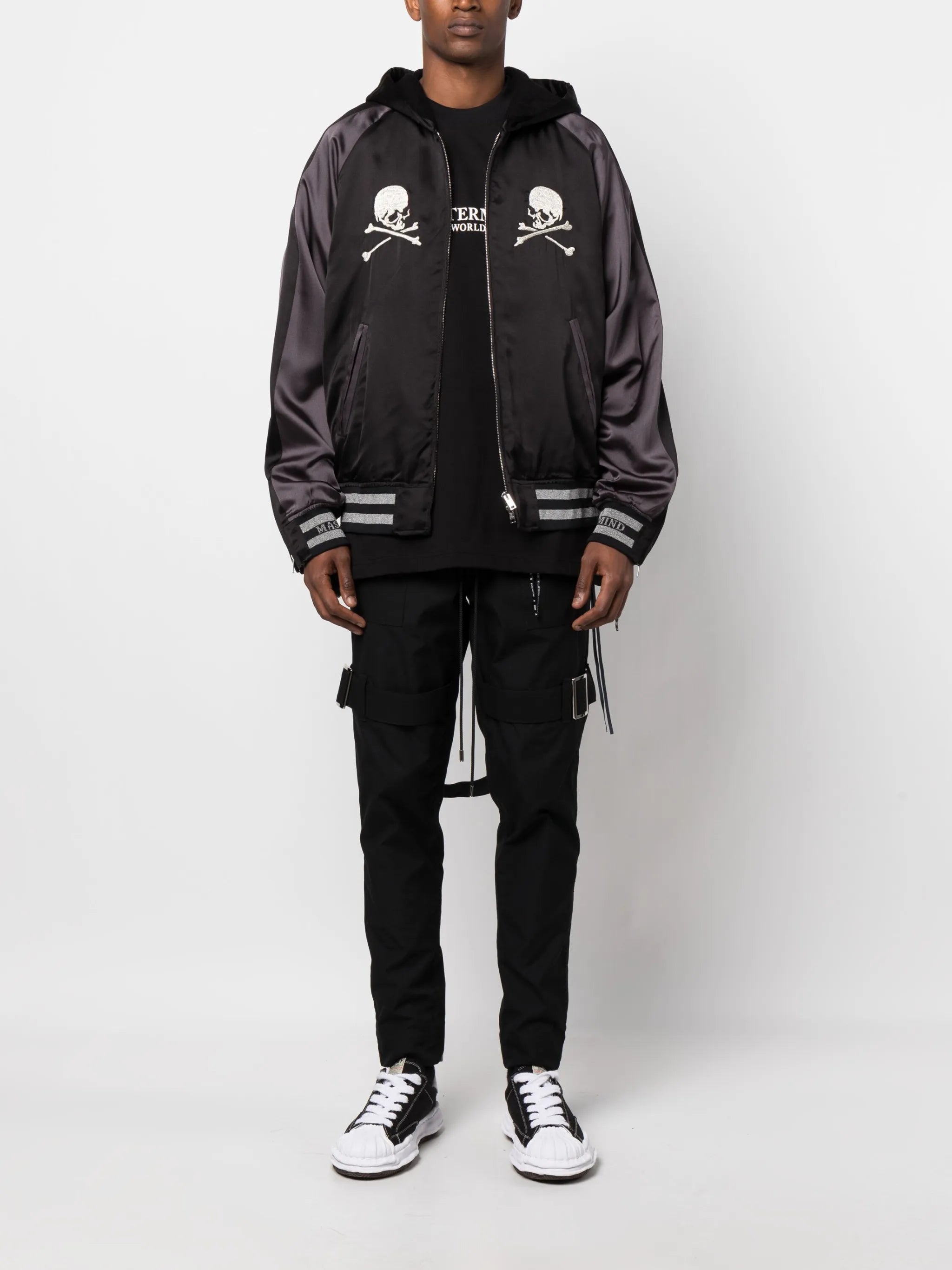 skull-embroidered bomber jacket