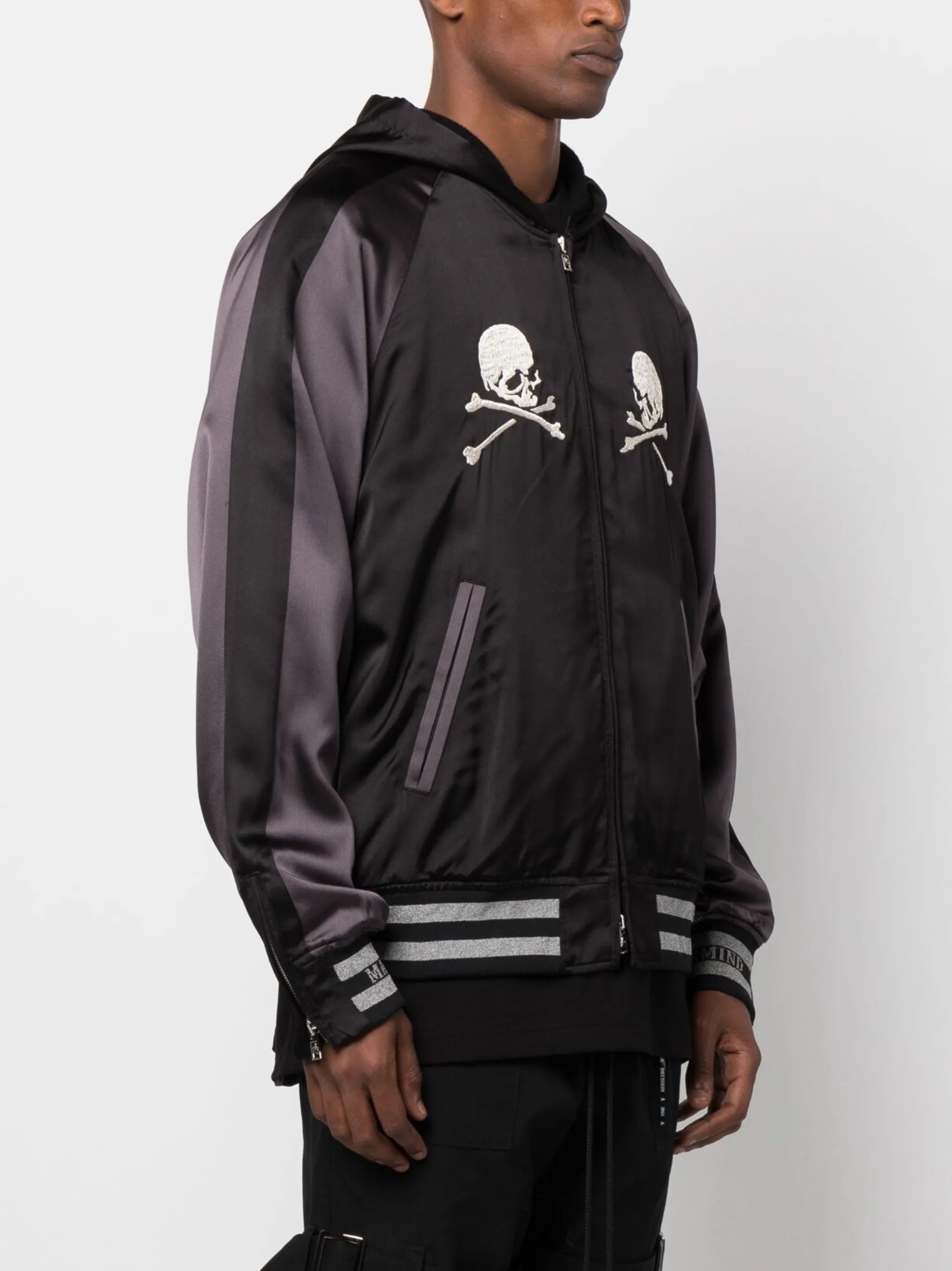 skull-embroidered bomber jacket