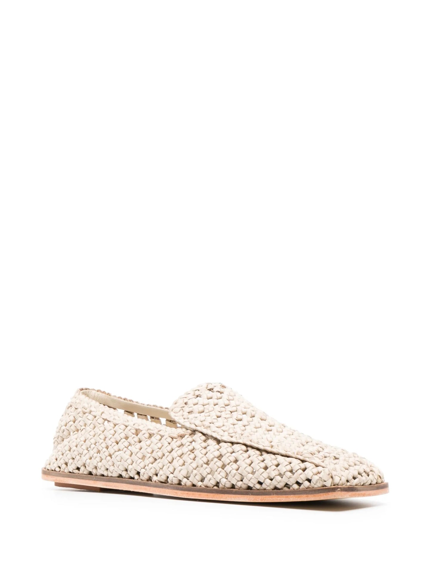 woven-design square-toe loafers