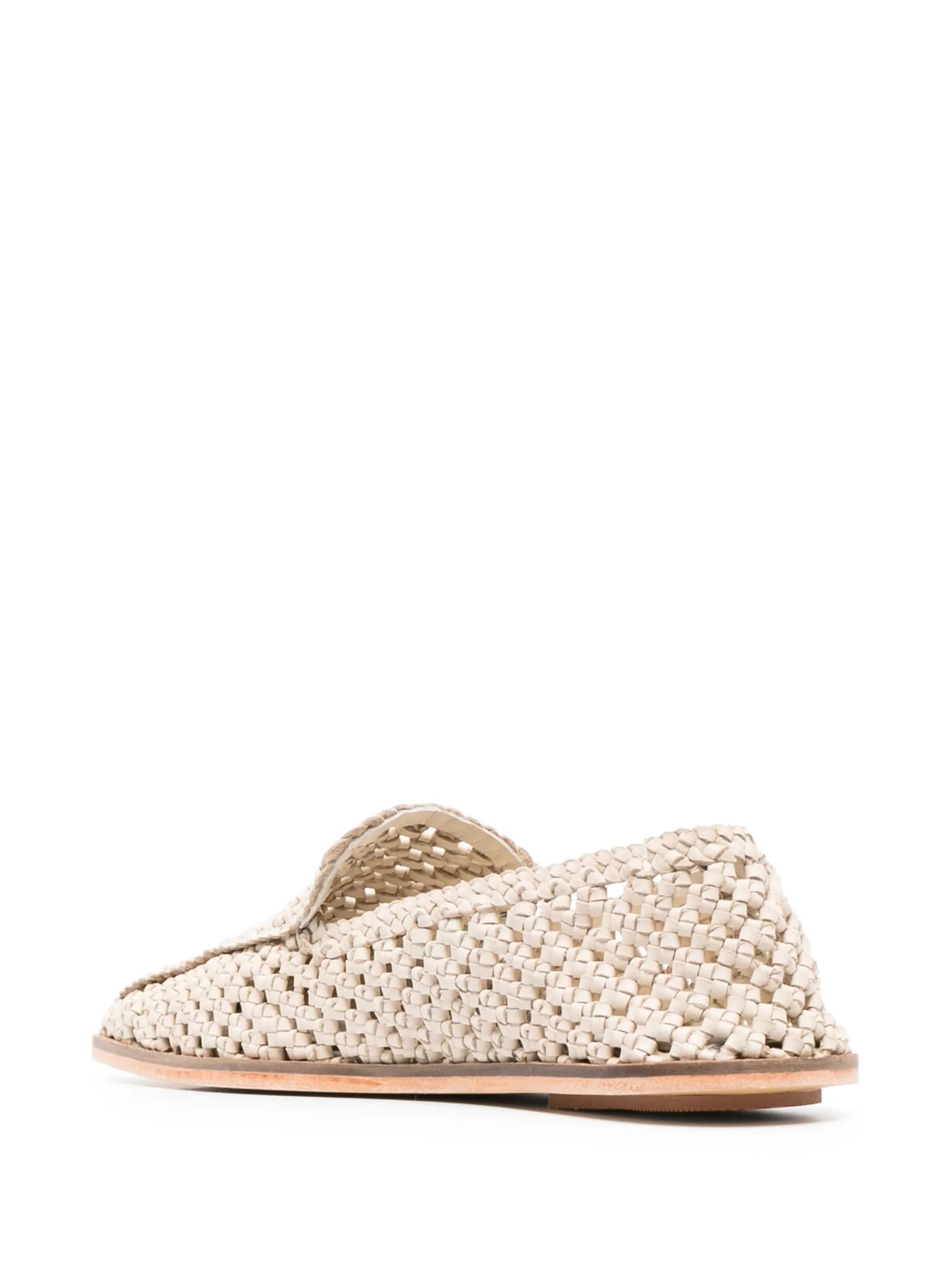 woven-design square-toe loafers