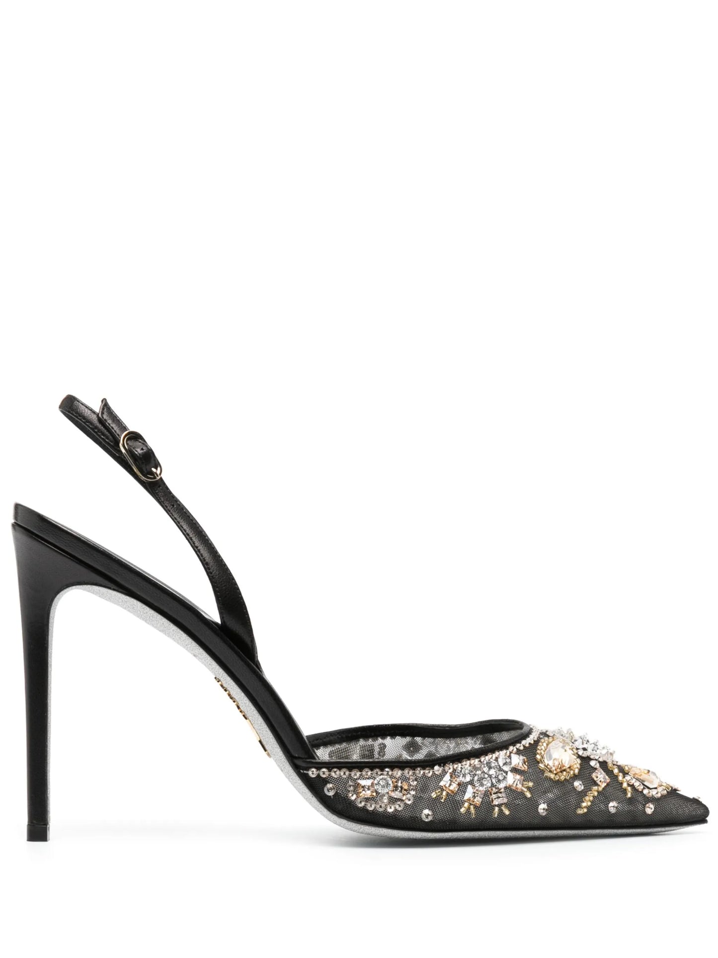 mesh-detail crystal-embellished pumps