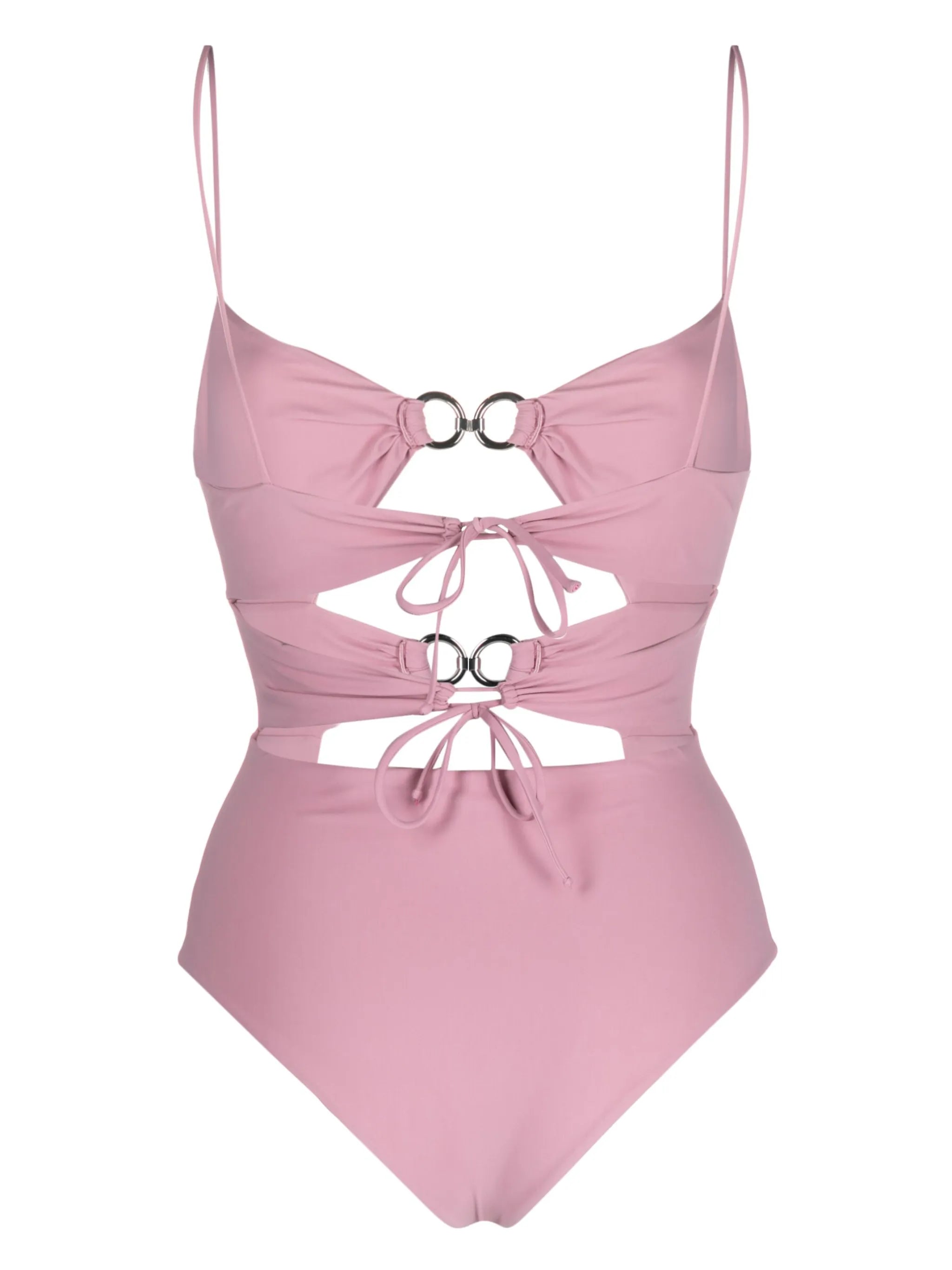 ring-embellished cut-out swimsuit