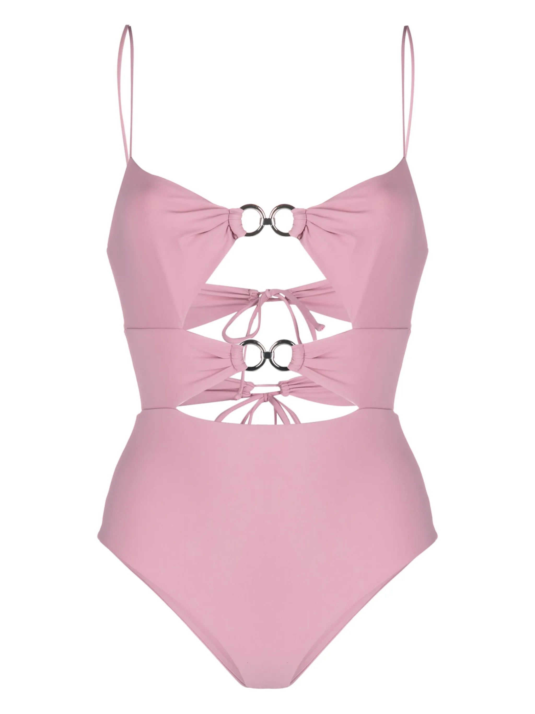 ring-embellished cut-out swimsuit
