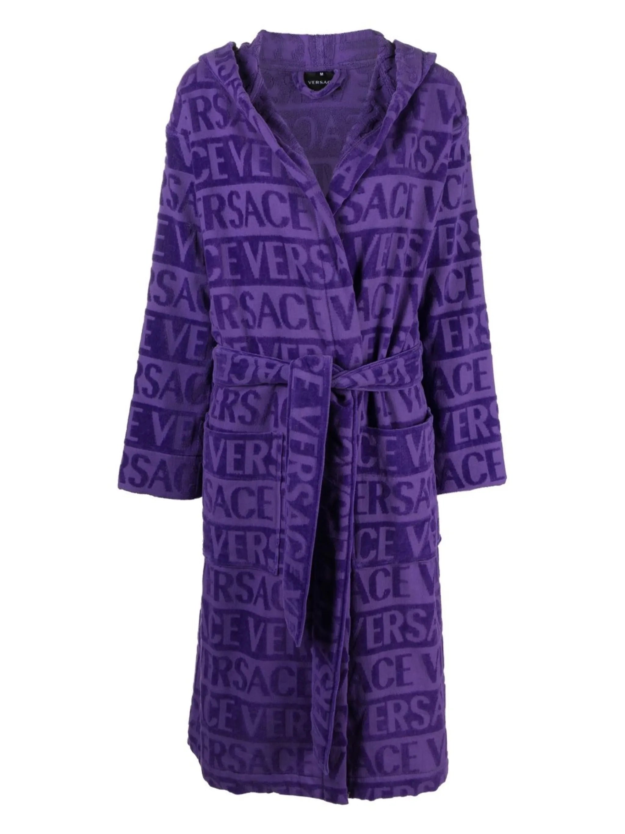 logo towelling belted robe