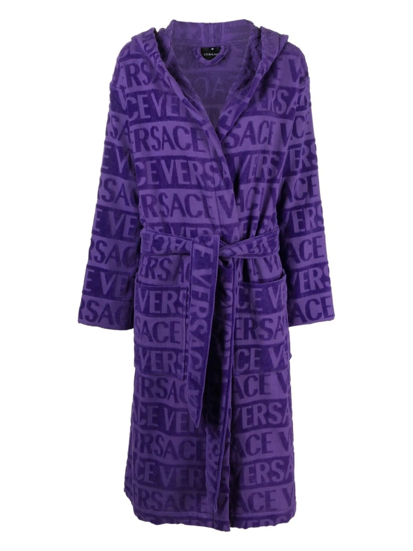 logo towelling belted robe