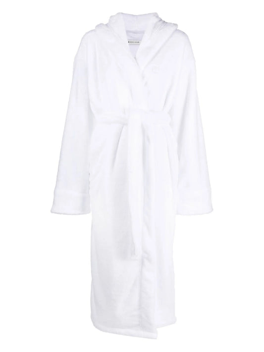 belted-waist hooded robe