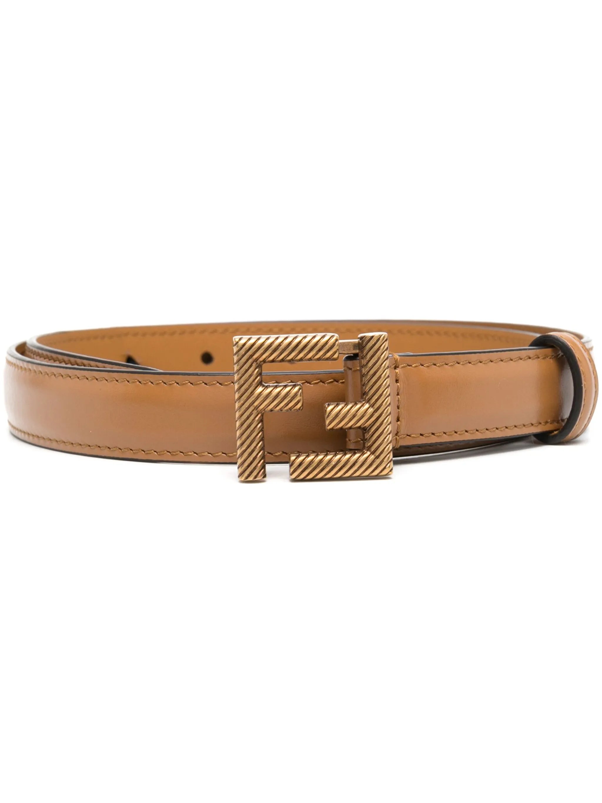 logo-buckle leather belt