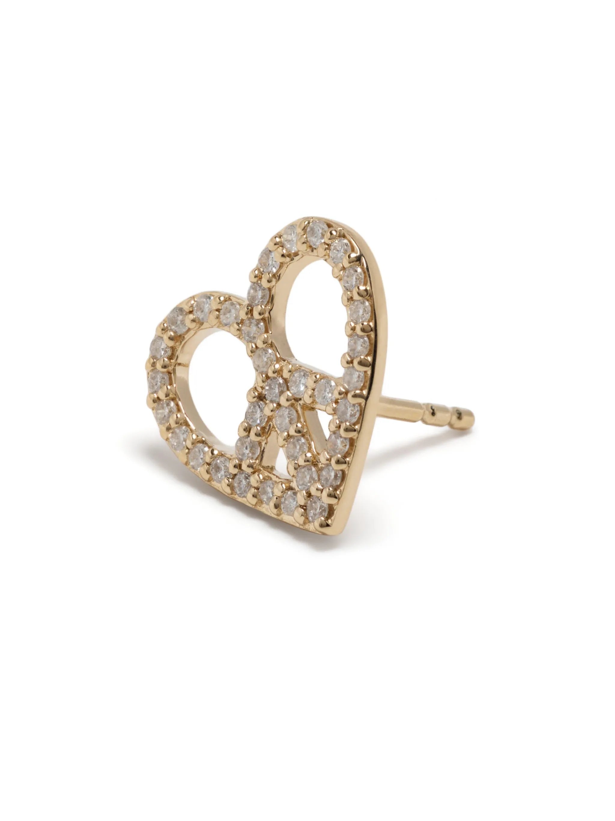 14kt yellow gold Peace Heart diamond earring