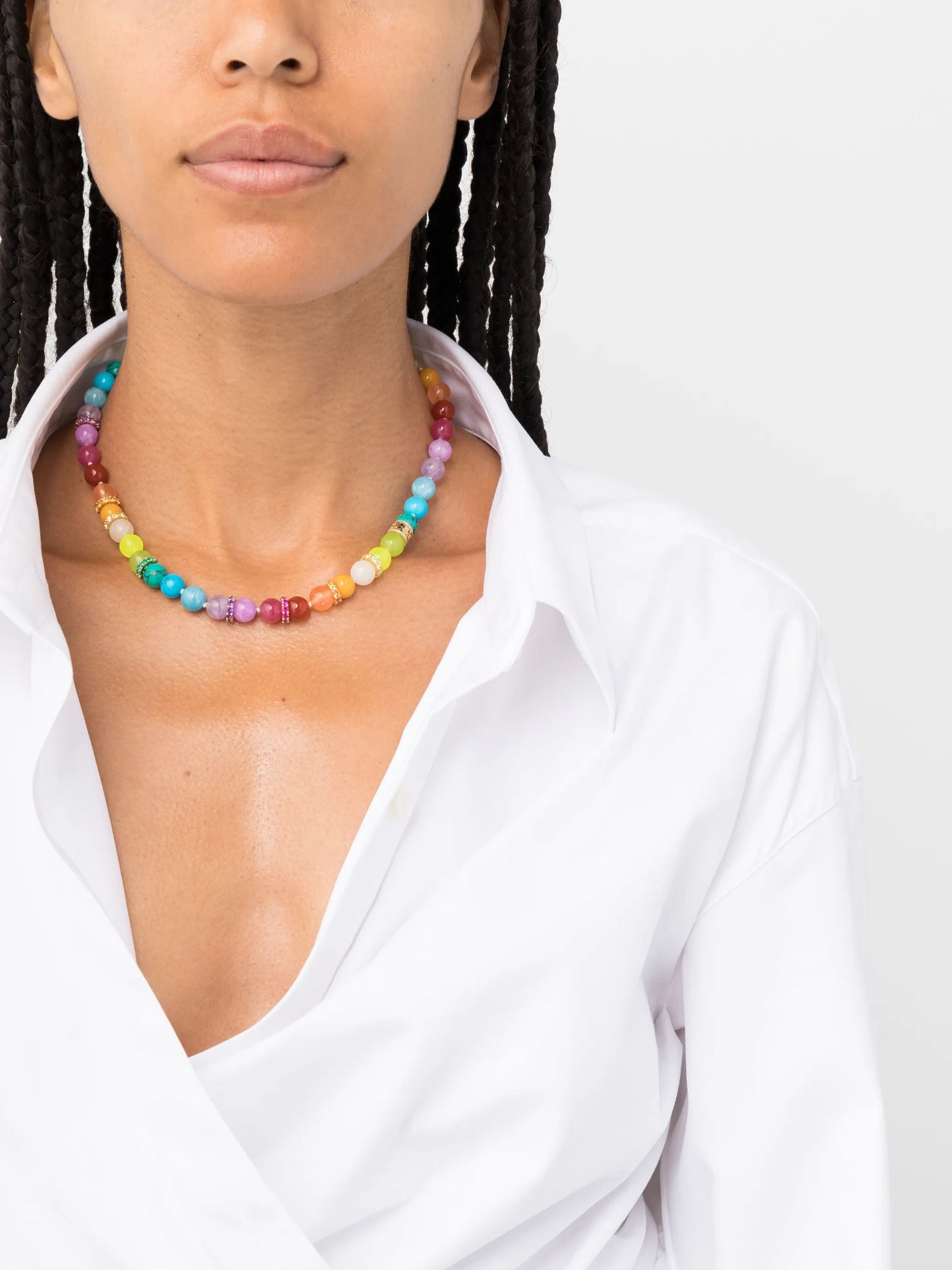 14kt yellow gold Rainbow rondelle bead necklace