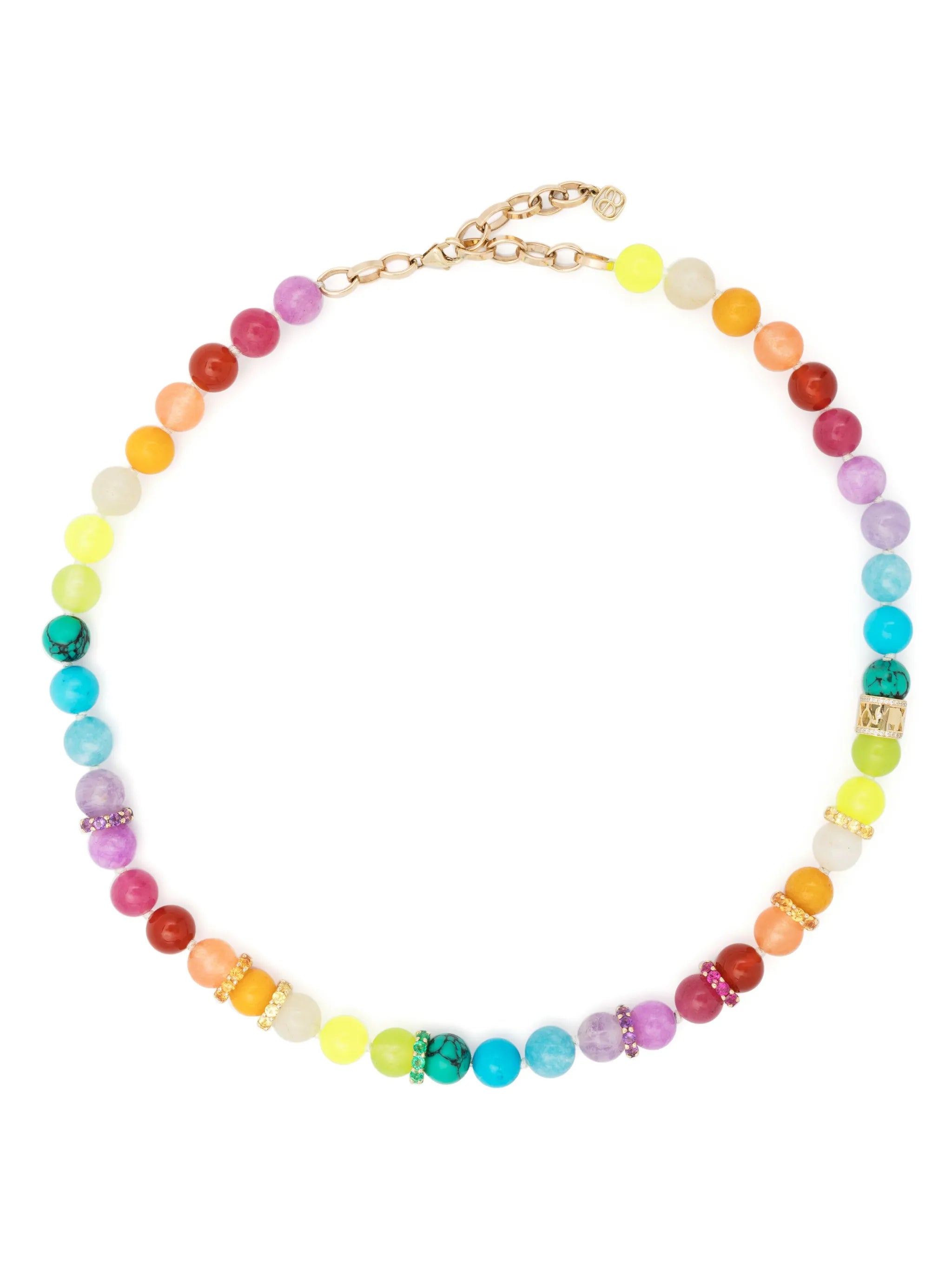 14kt yellow gold Rainbow rondelle bead necklace