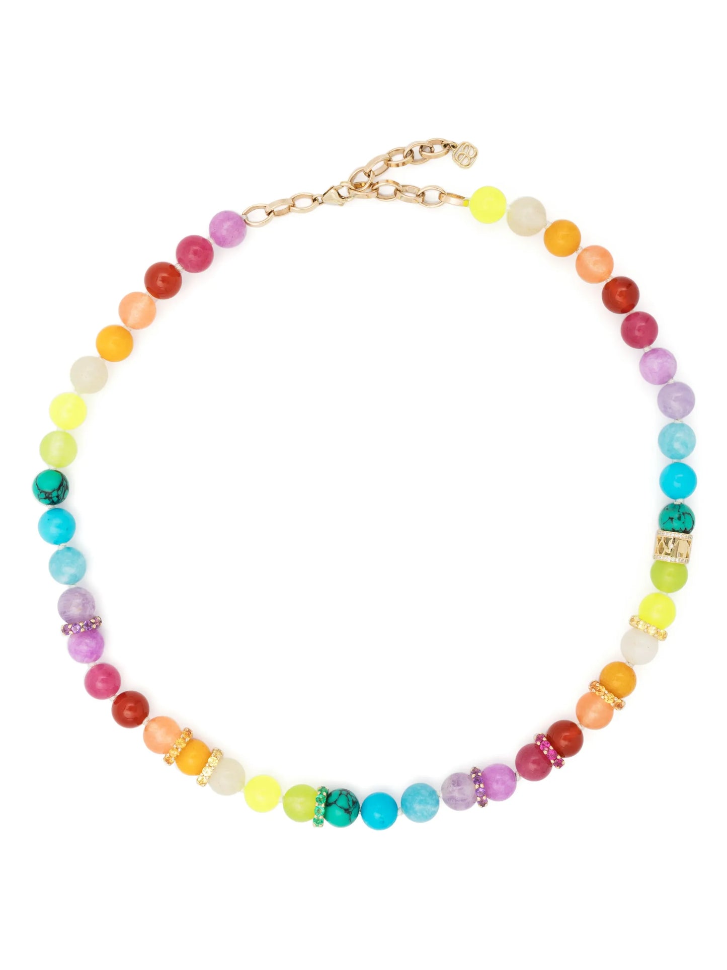 14kt yellow gold Rainbow rondelle bead necklace