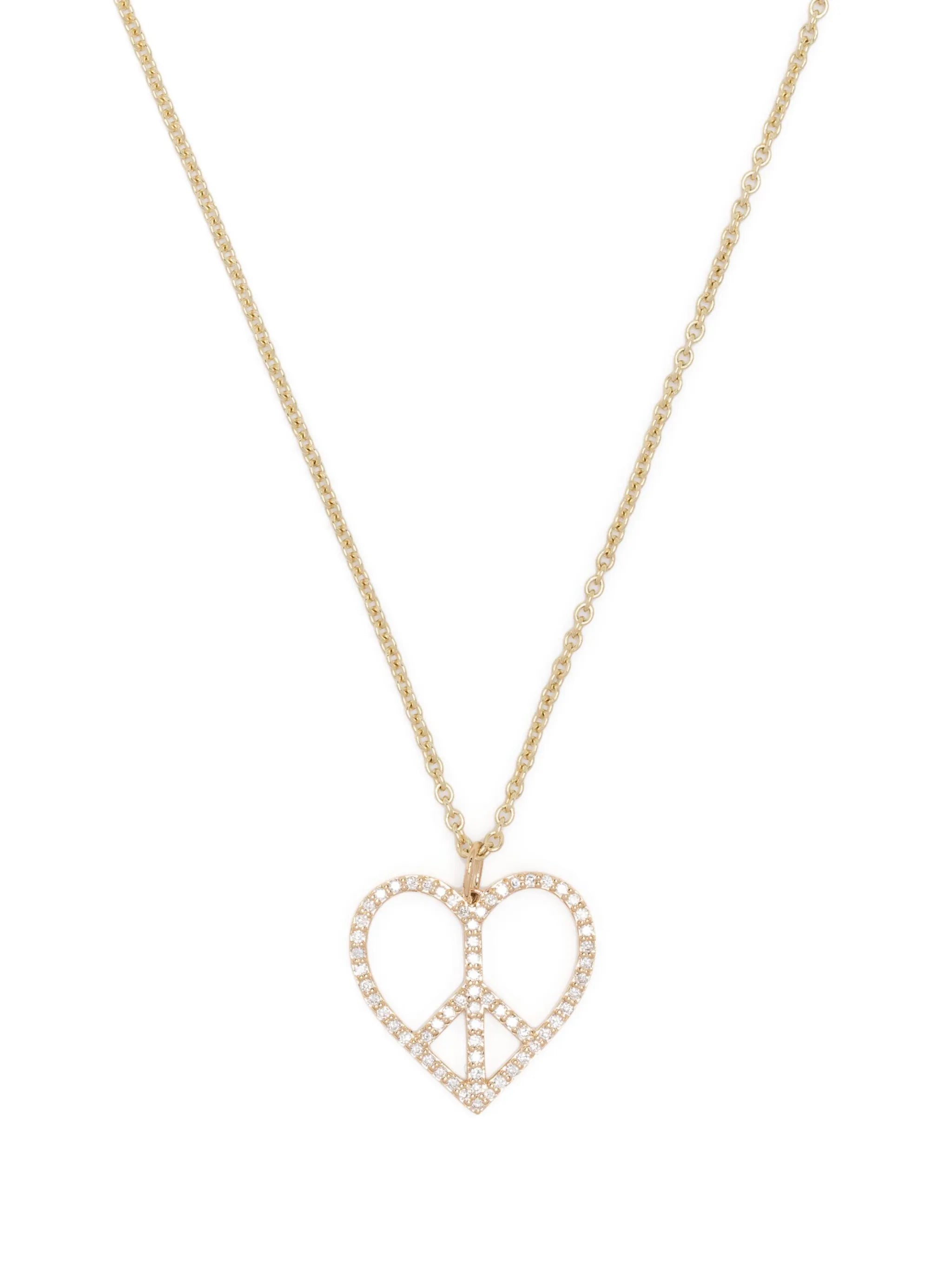14kt yellow gold Peace Heart diamond necklace