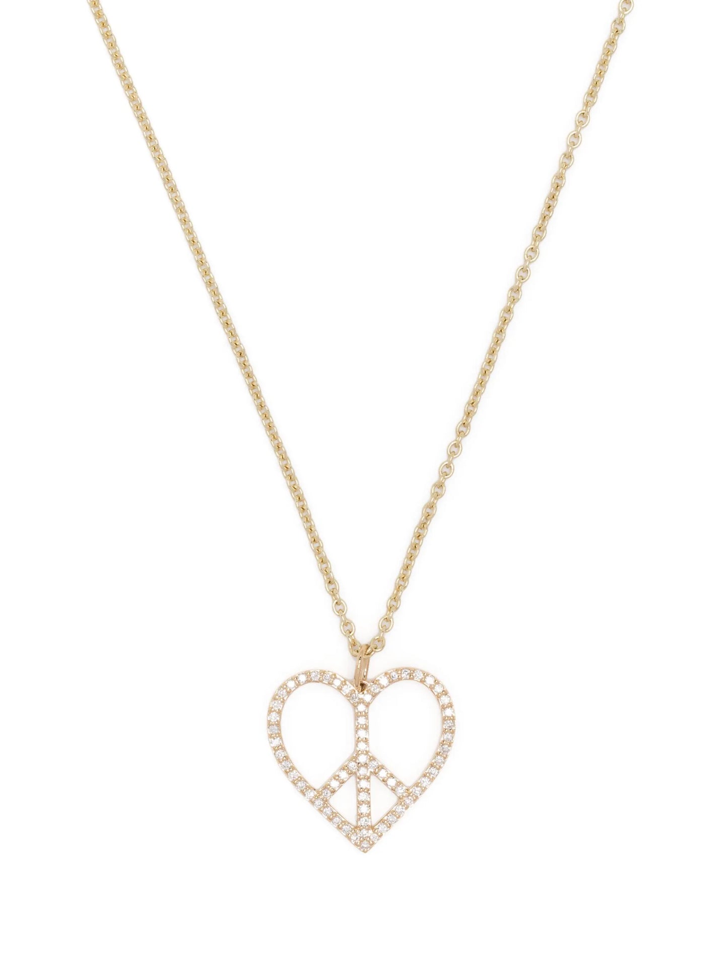 14kt yellow gold Peace Heart diamond necklace