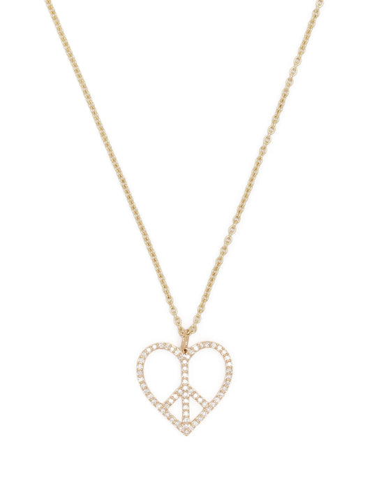 14kt yellow gold Peace Heart diamond necklace