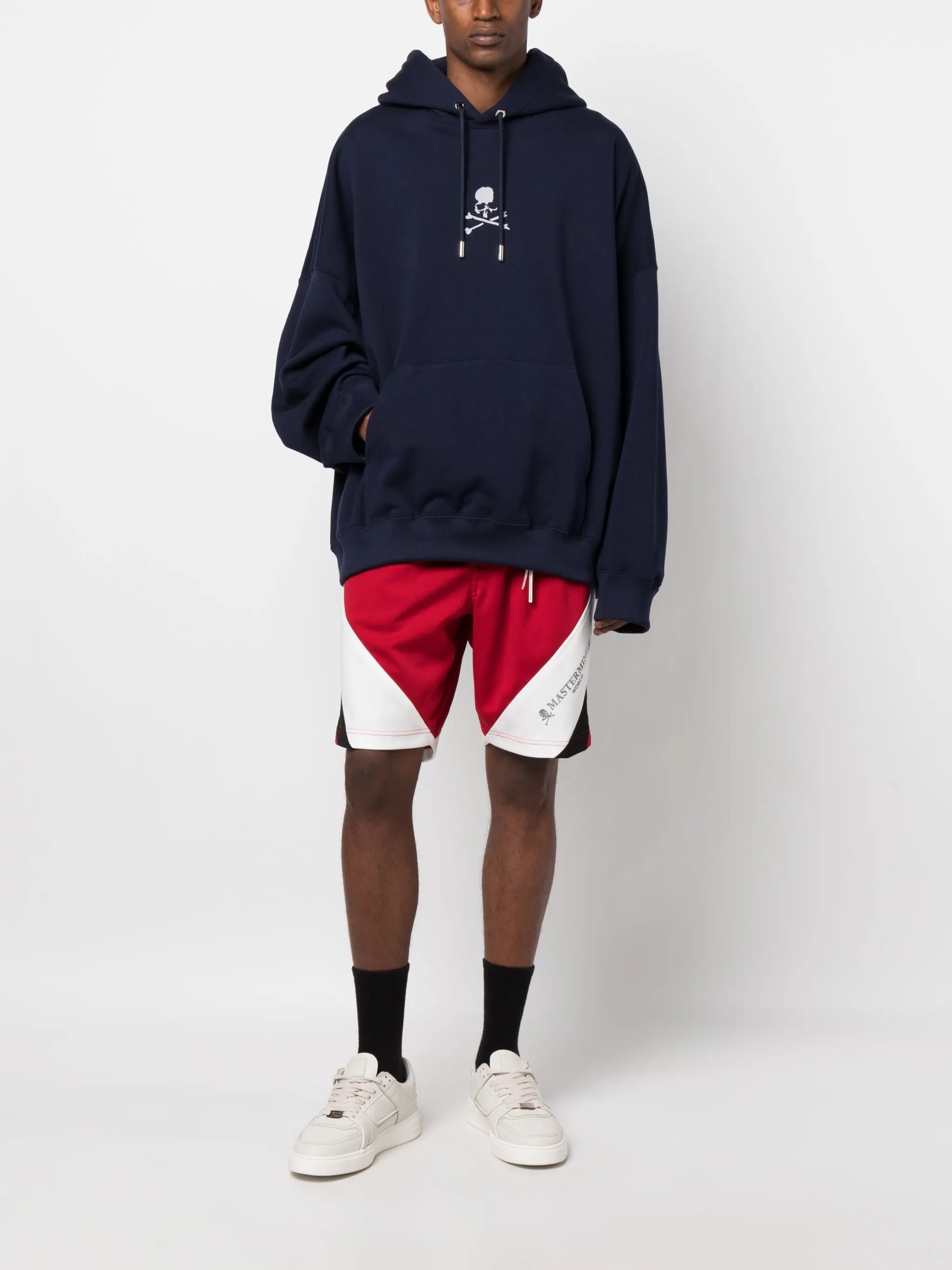 skull-print cotton hoodie