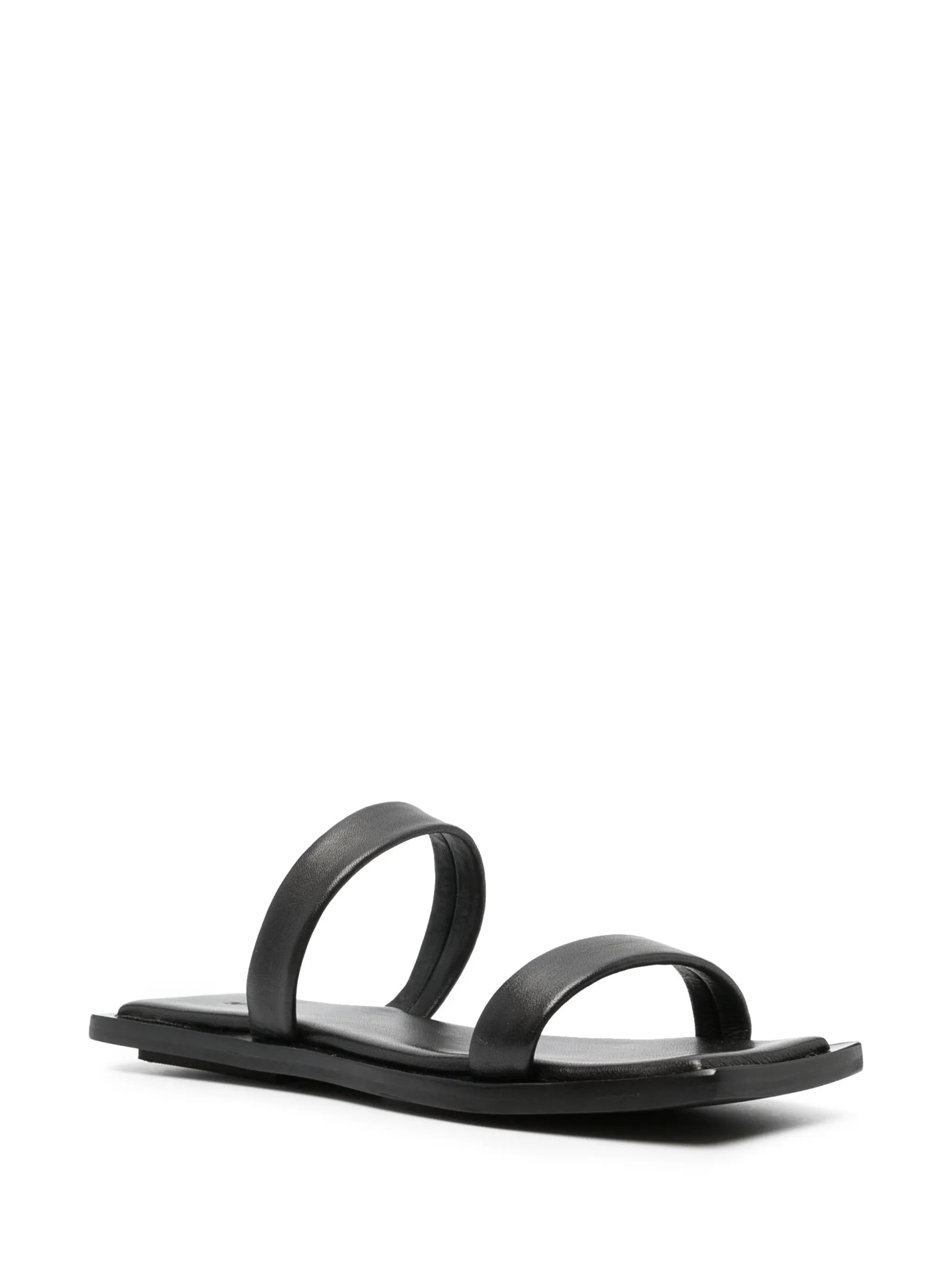 Minimal two strap leather slides