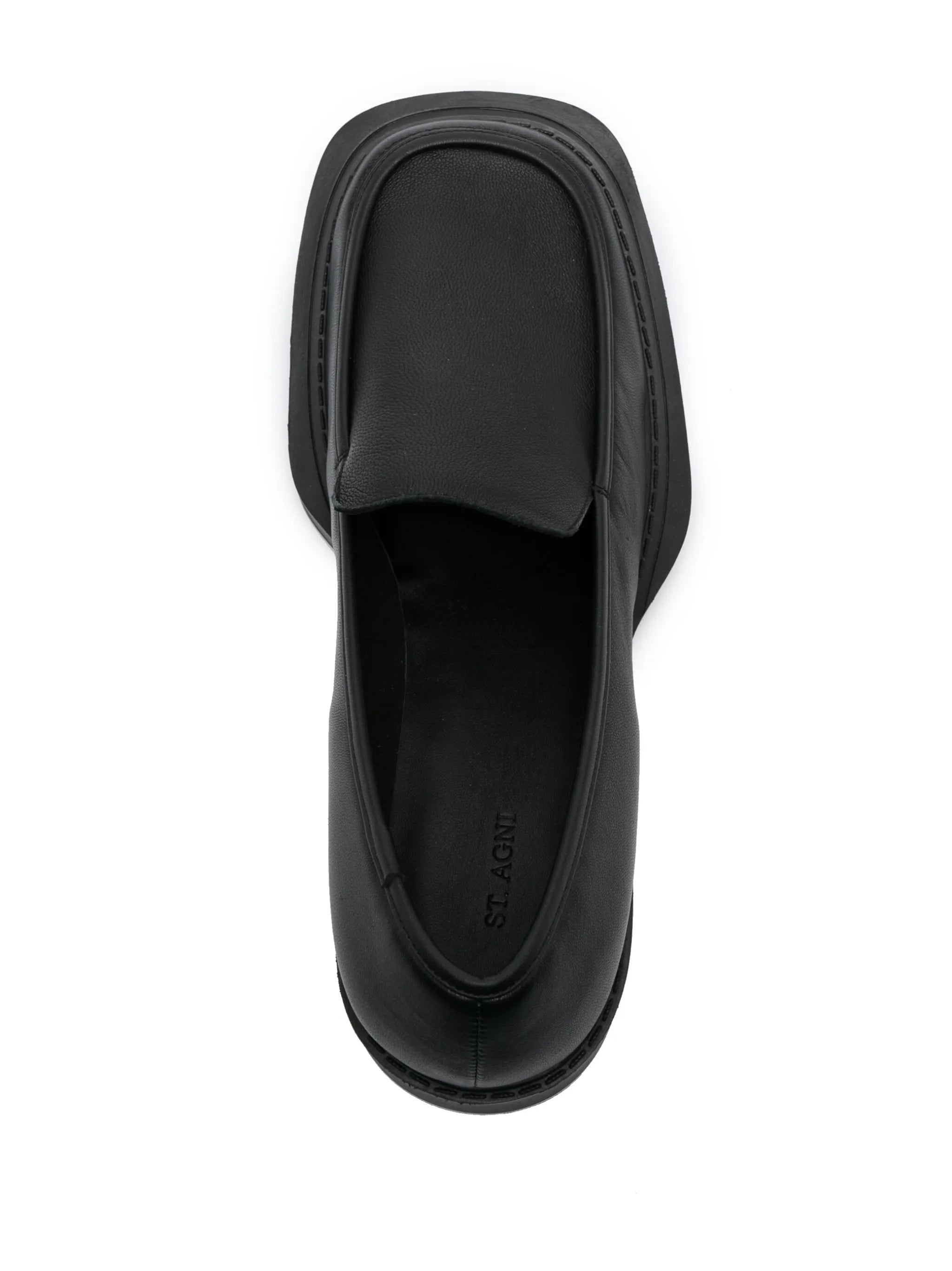 square-toe leather loafers