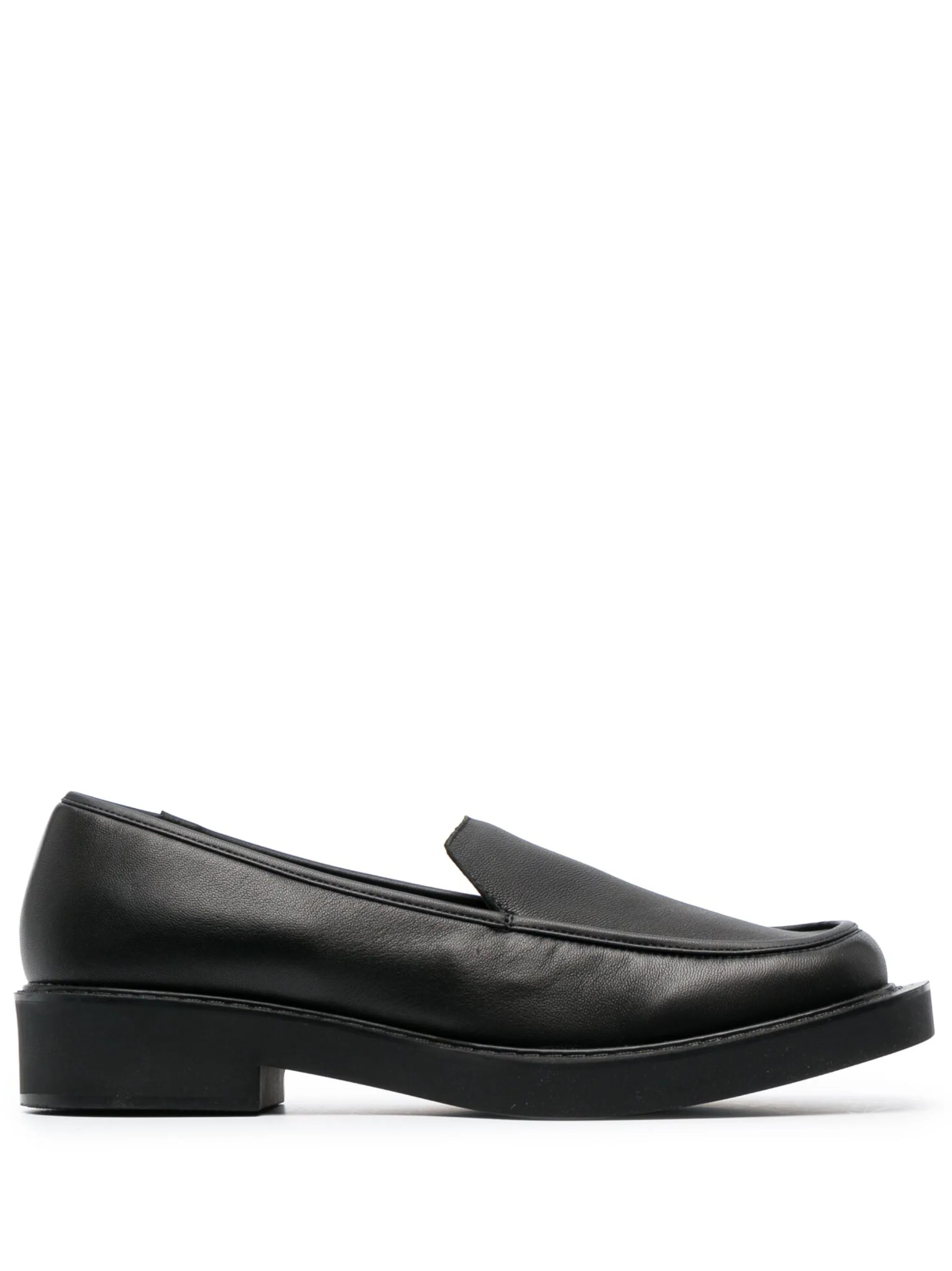 square-toe leather loafers