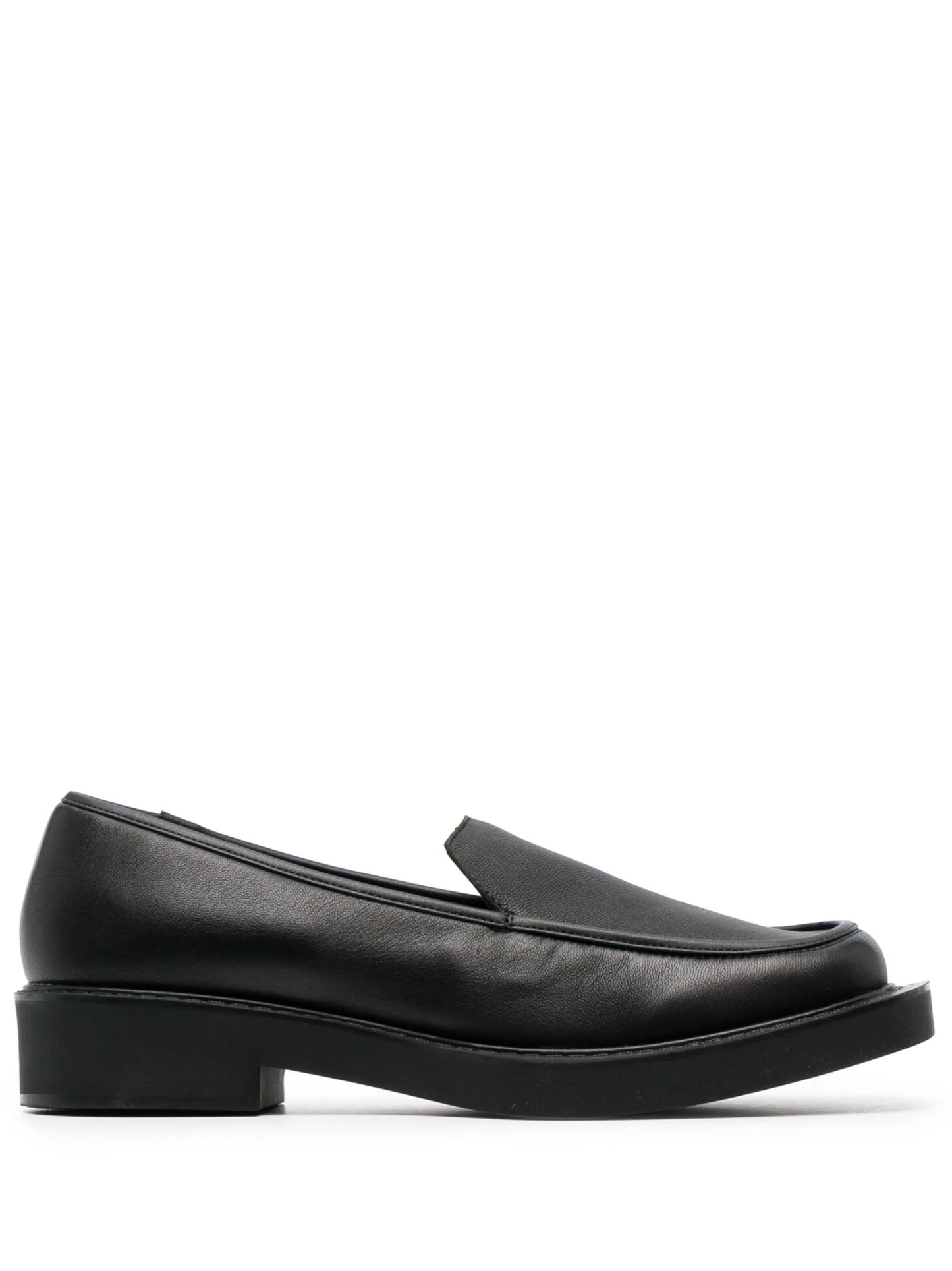 square-toe leather loafers