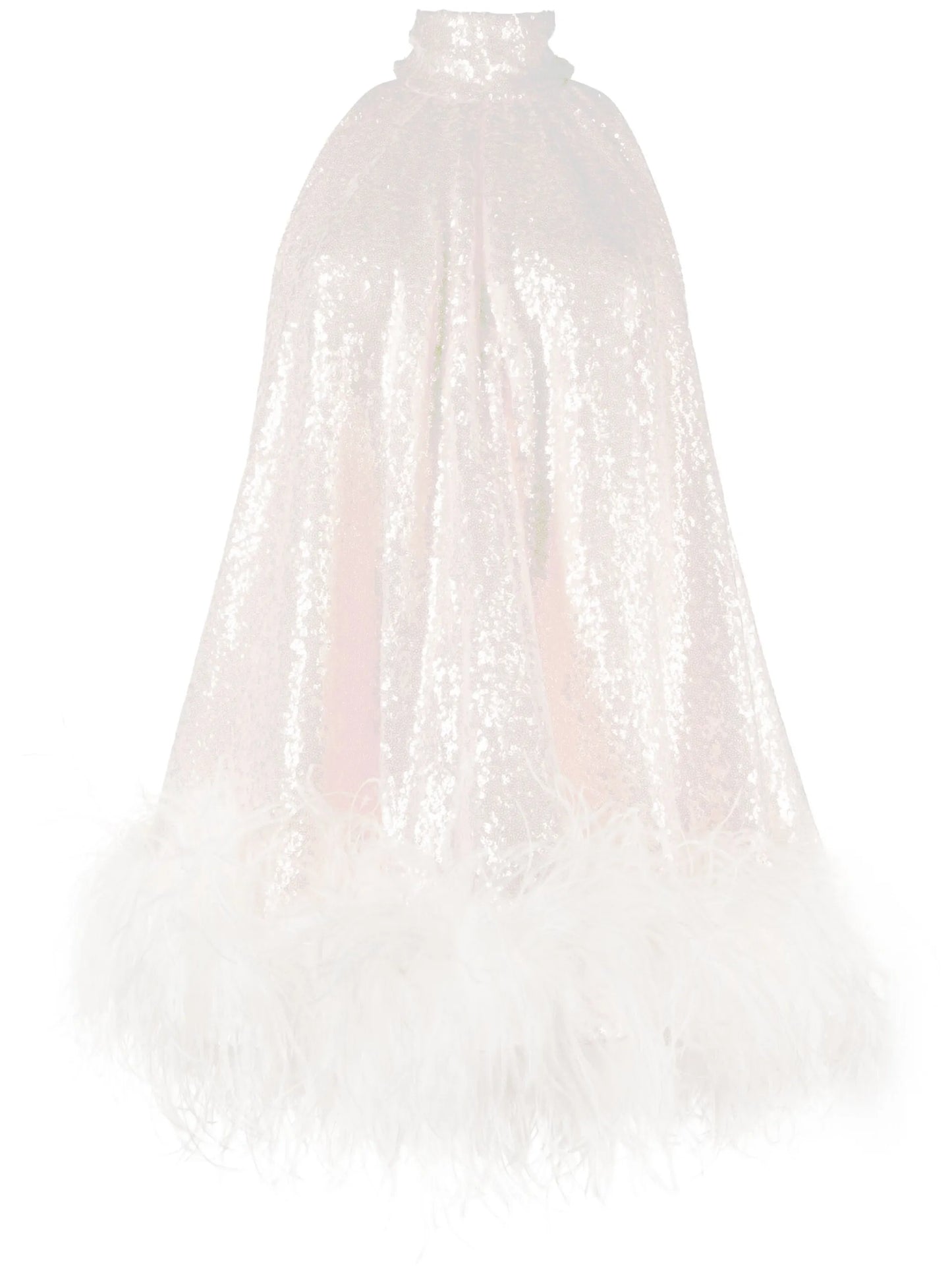 Cindy feather-trim sequinned halterneck dress